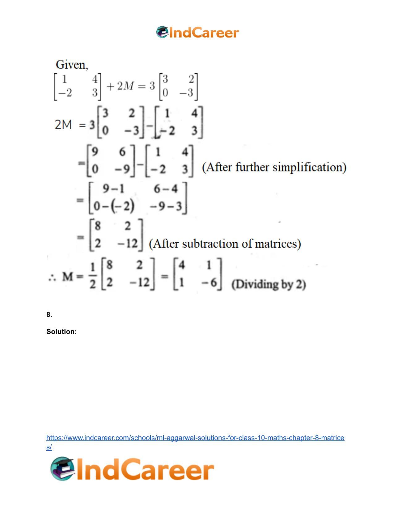 ML Aggarwal Solutions for Class 10 Maths Chapter 8- Matrices - Page 19