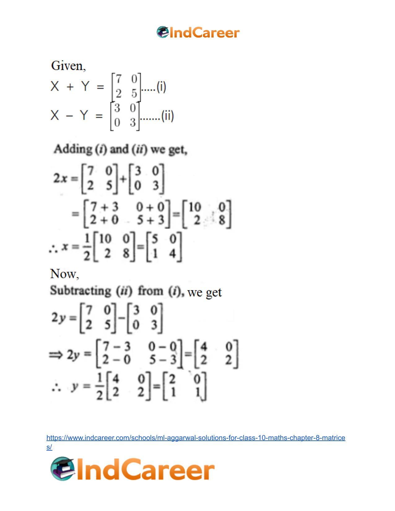 ML Aggarwal Solutions for Class 10 Maths Chapter 8- Matrices - Page 21
