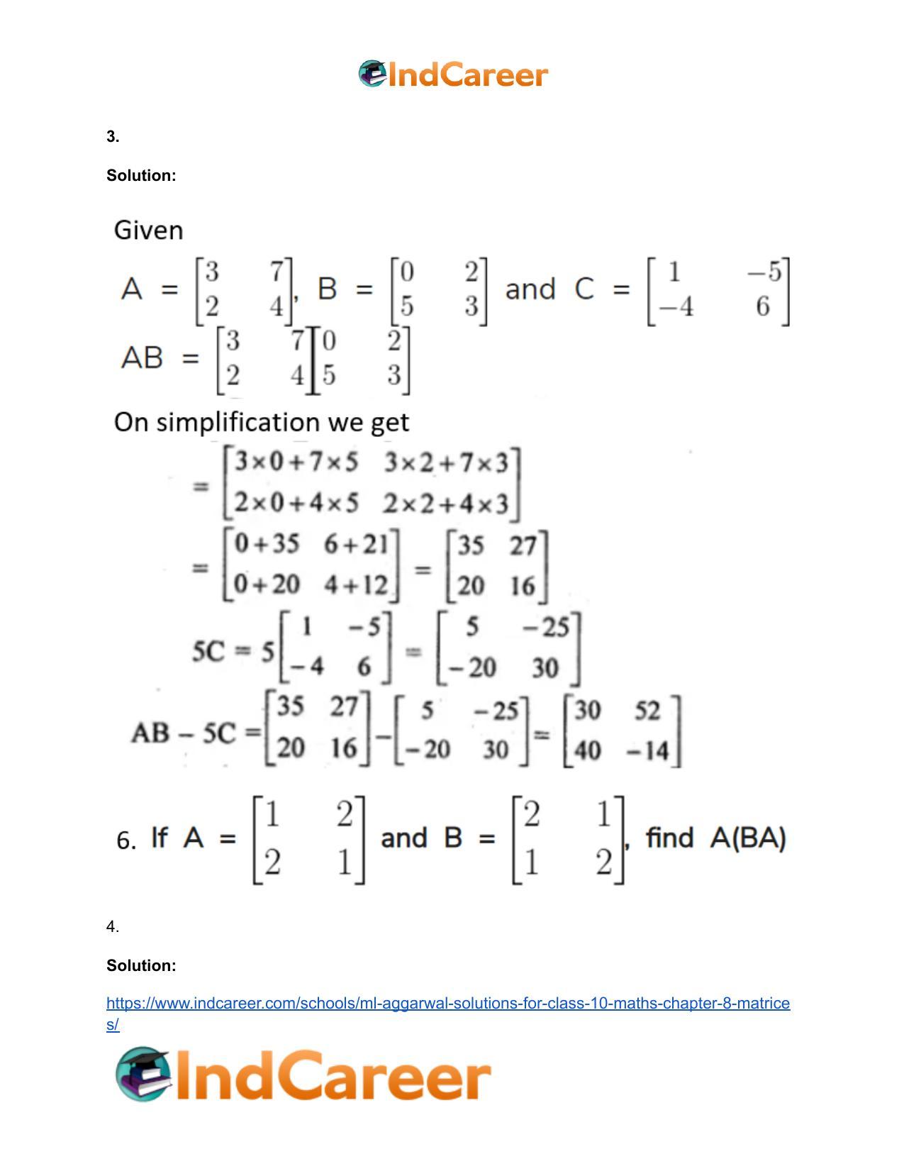 ML Aggarwal Solutions for Class 10 Maths Chapter 8- Matrices - Page 31