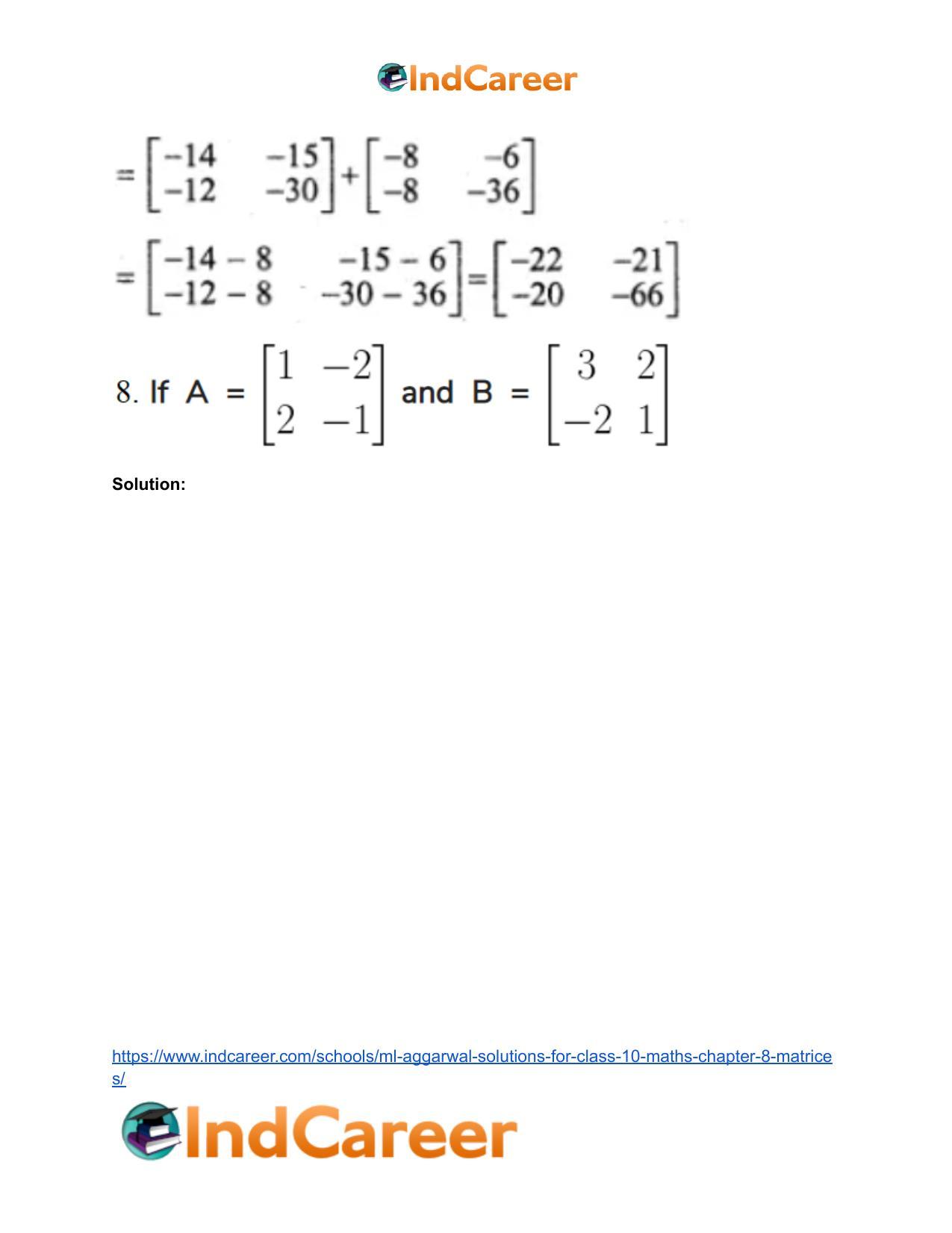 ML Aggarwal Solutions for Class 10 Maths Chapter 8- Matrices - Page 39