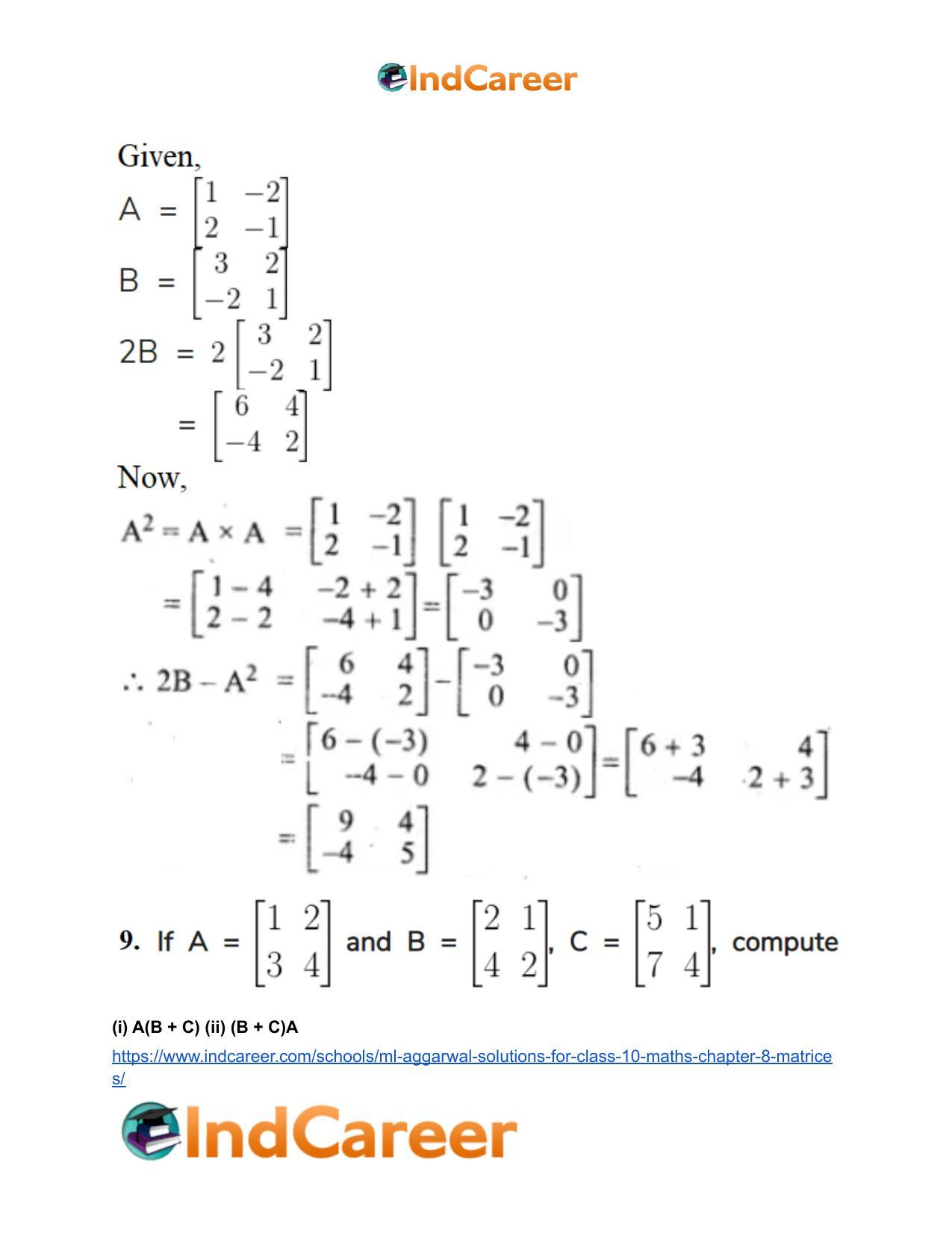ML Aggarwal Solutions for Class 10 Maths Chapter 8- Matrices - Page 40