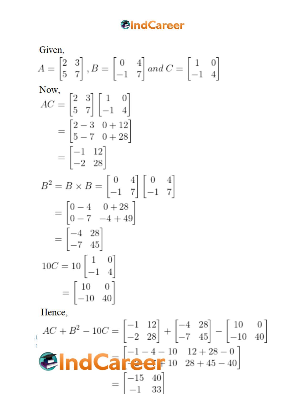 ML Aggarwal Solutions for Class 10 Maths Chapter 8- Matrices - Page 46