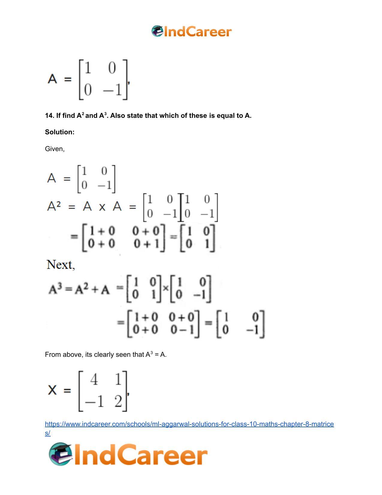 ML Aggarwal Solutions for Class 10 Maths Chapter 8- Matrices - Page 48