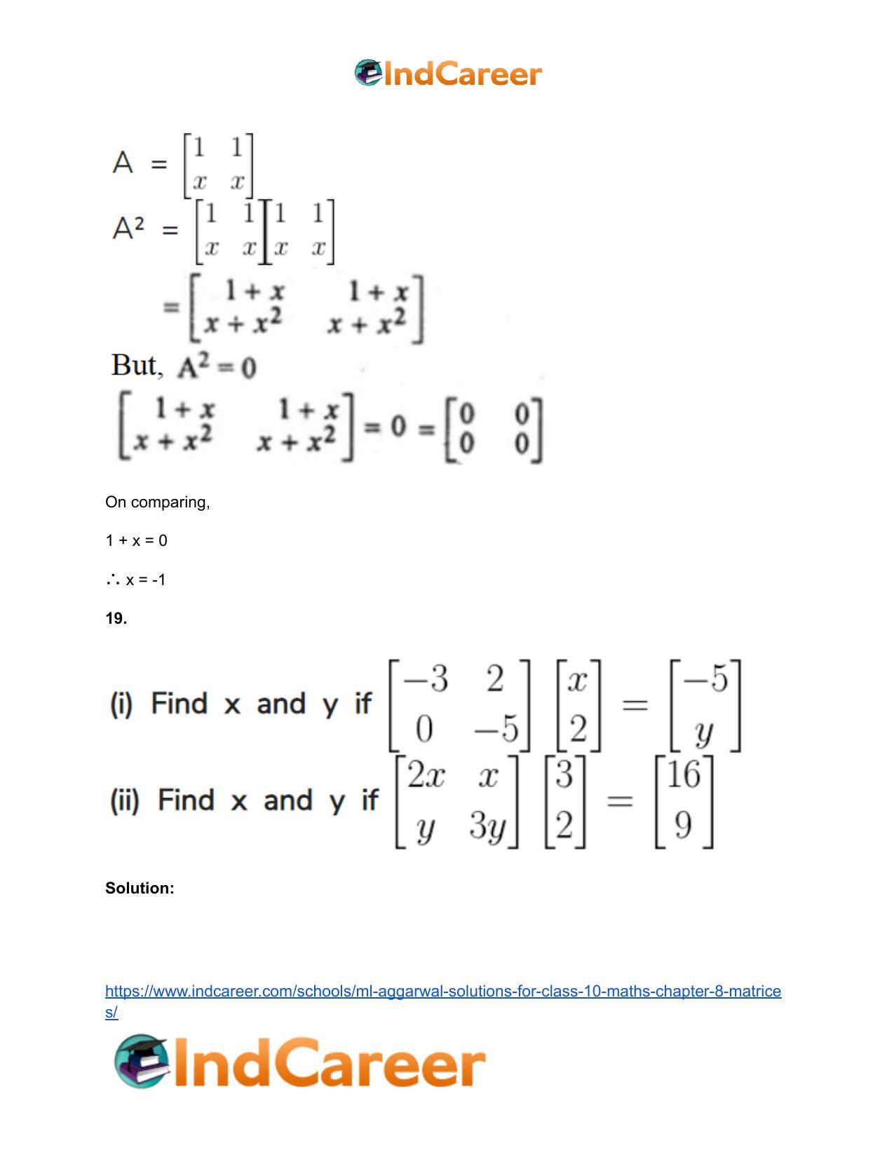 ML Aggarwal Solutions for Class 10 Maths Chapter 8- Matrices - Page 53