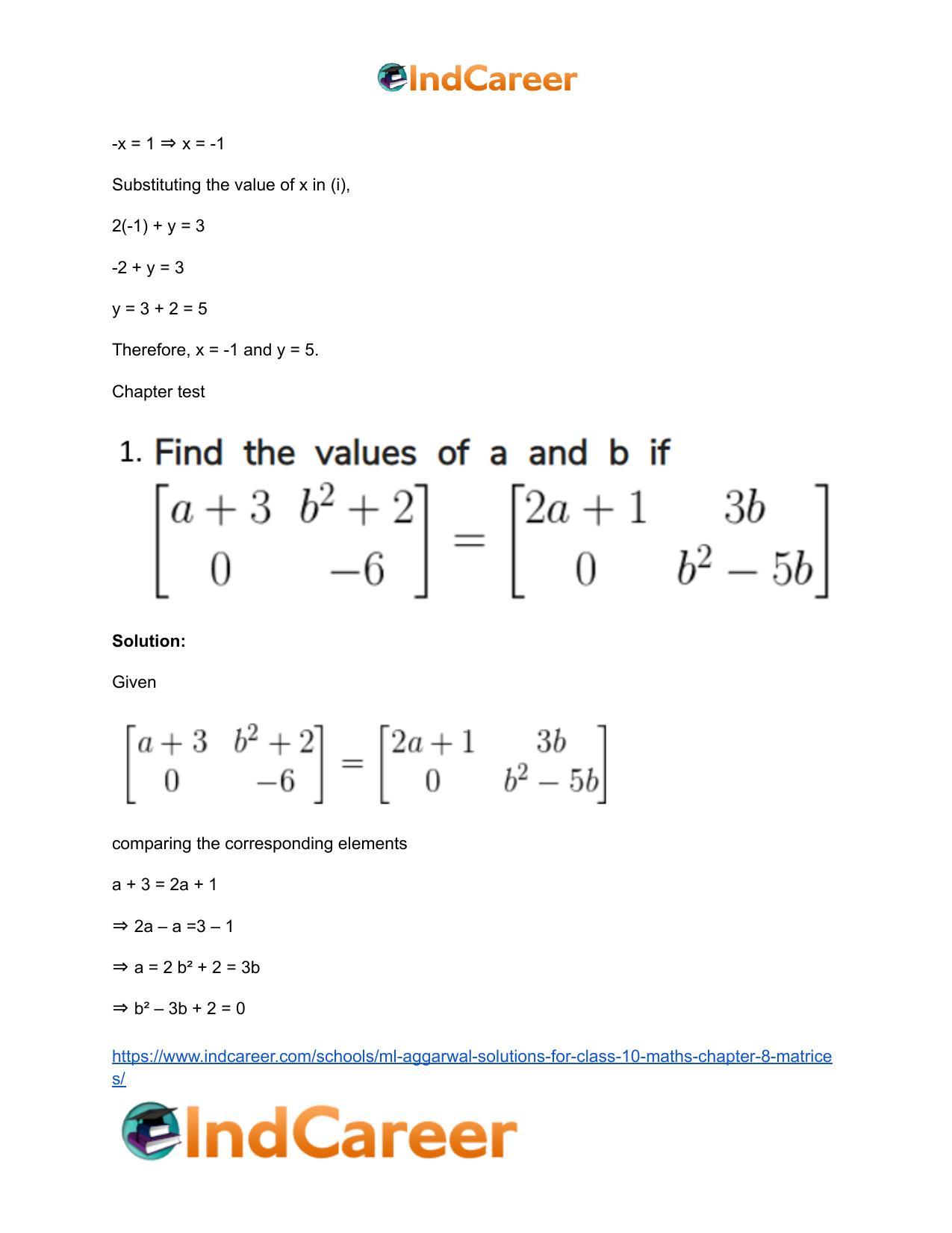 ML Aggarwal Solutions for Class 10 Maths Chapter 8- Matrices - Page 56