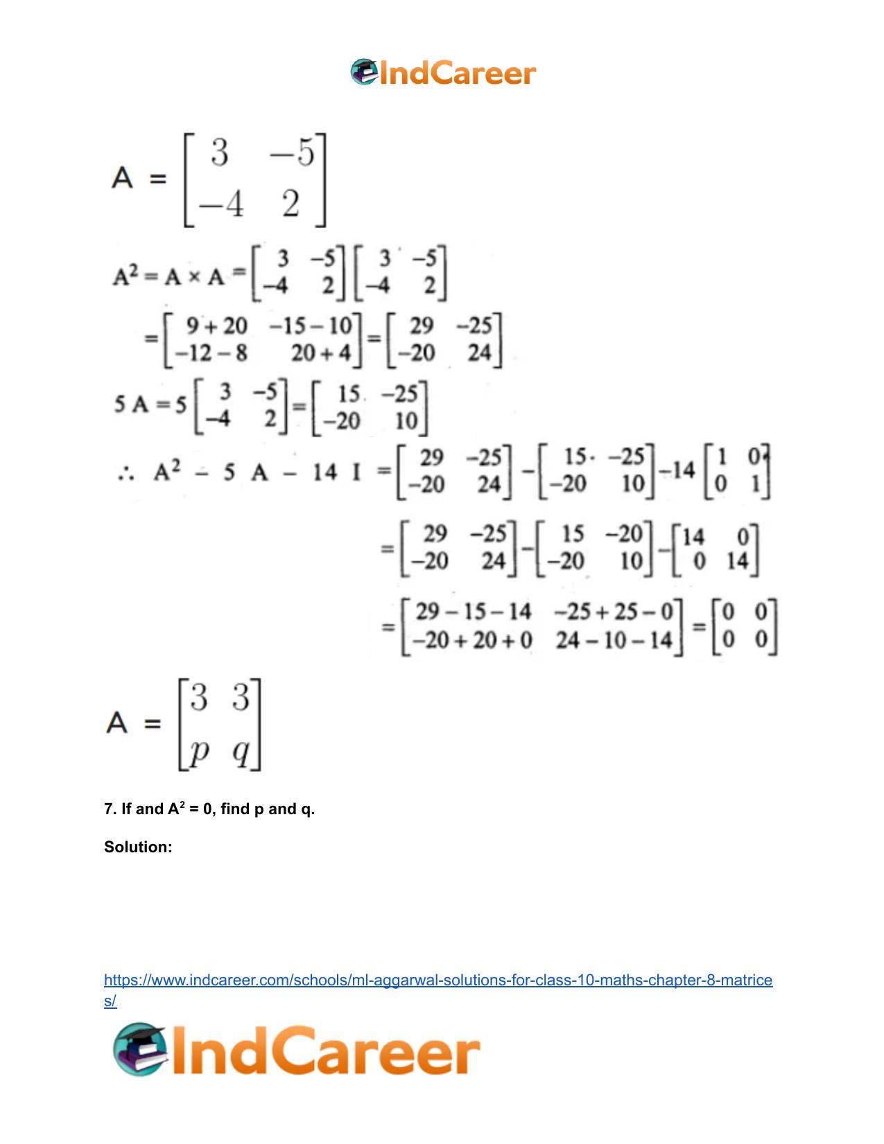 ML Aggarwal Solutions for Class 10 Maths Chapter 8- Matrices - Page 66