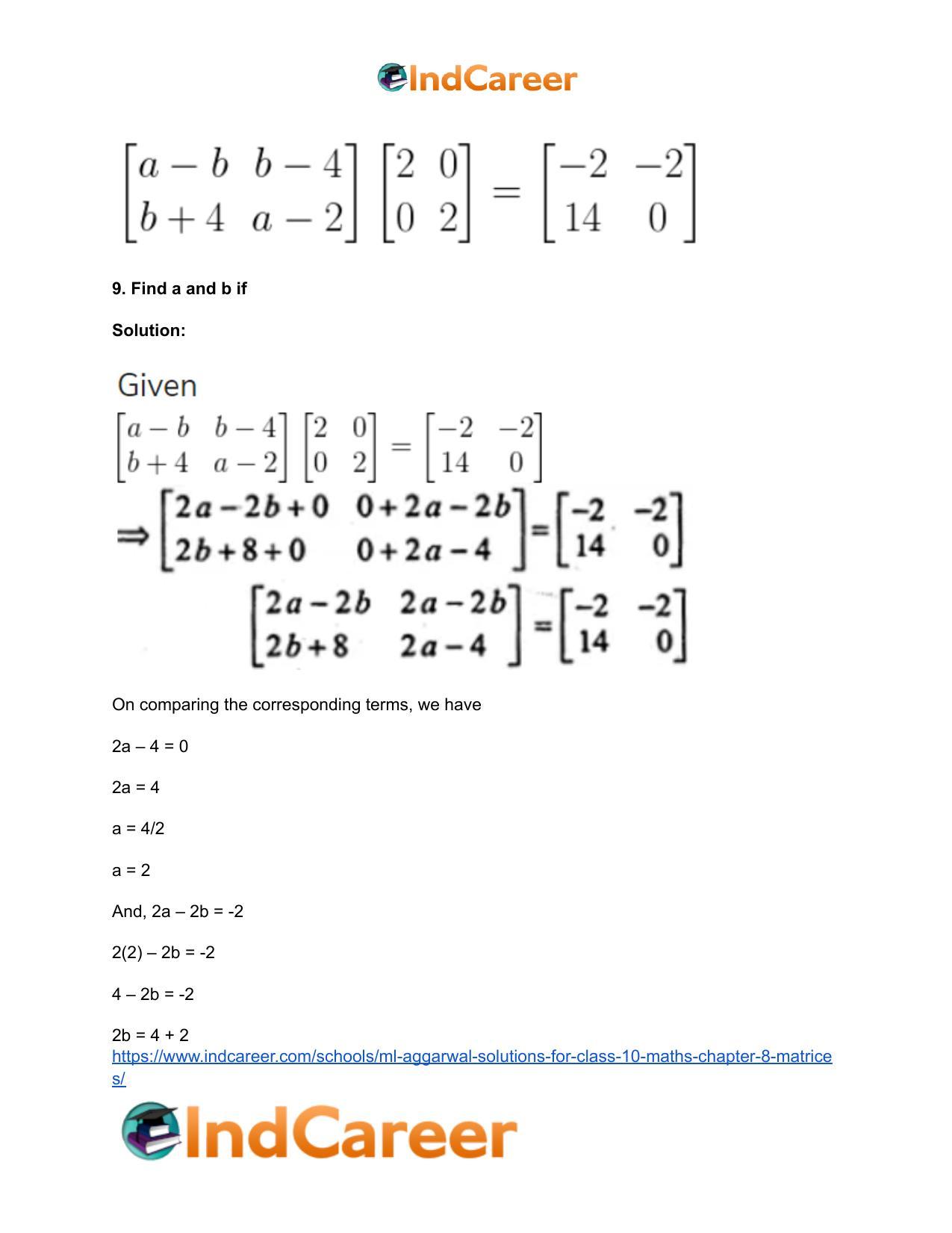 ML Aggarwal Solutions for Class 10 Maths Chapter 8- Matrices - Page 69