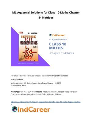ML Aggarwal Solutions for Class 10 Maths Chapter 8- Matrices