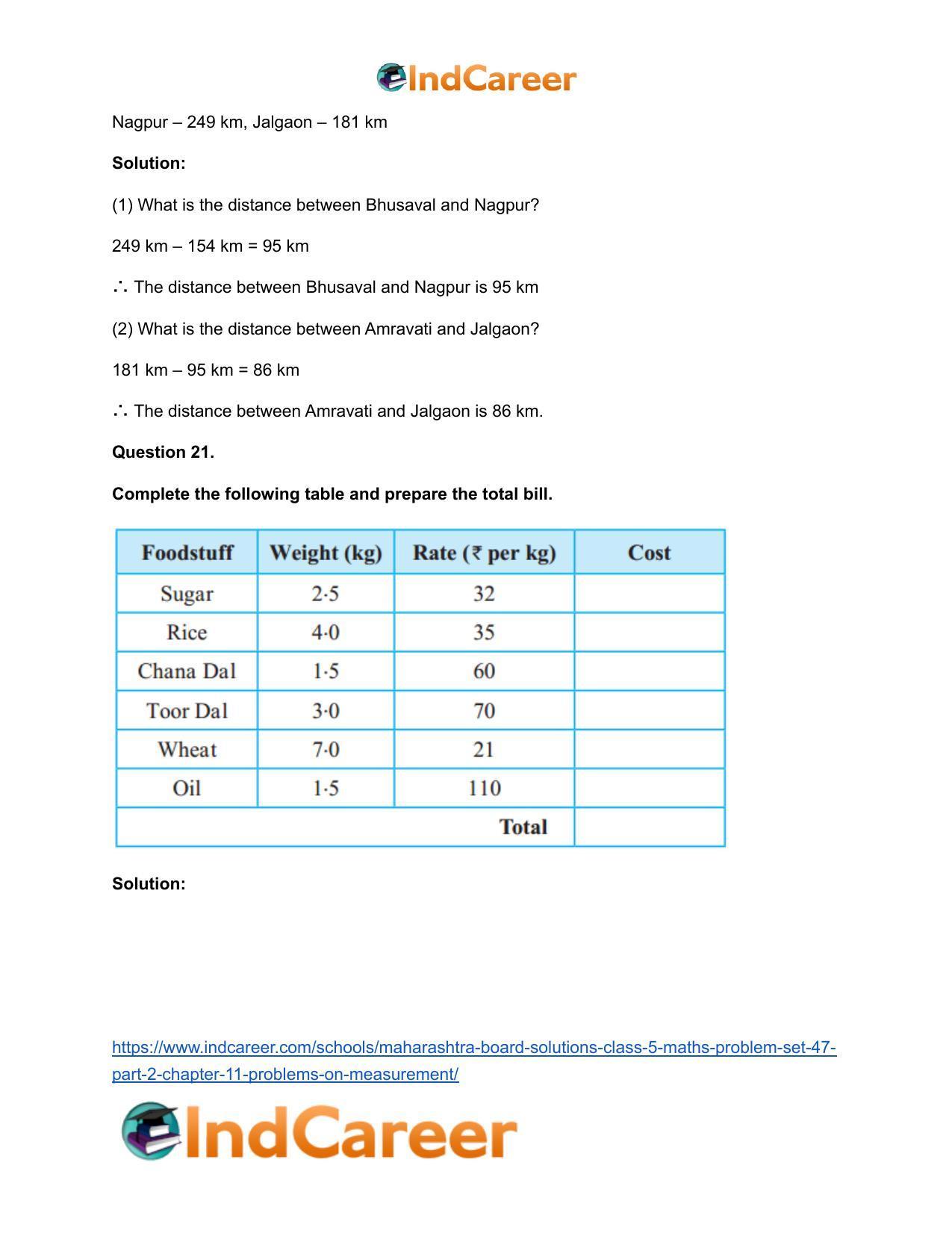 Maharashtra Board Solutions Class 5-Maths (Problem Set 47) - Part 2: Chapter 11- Problems on Measurement - Page 14