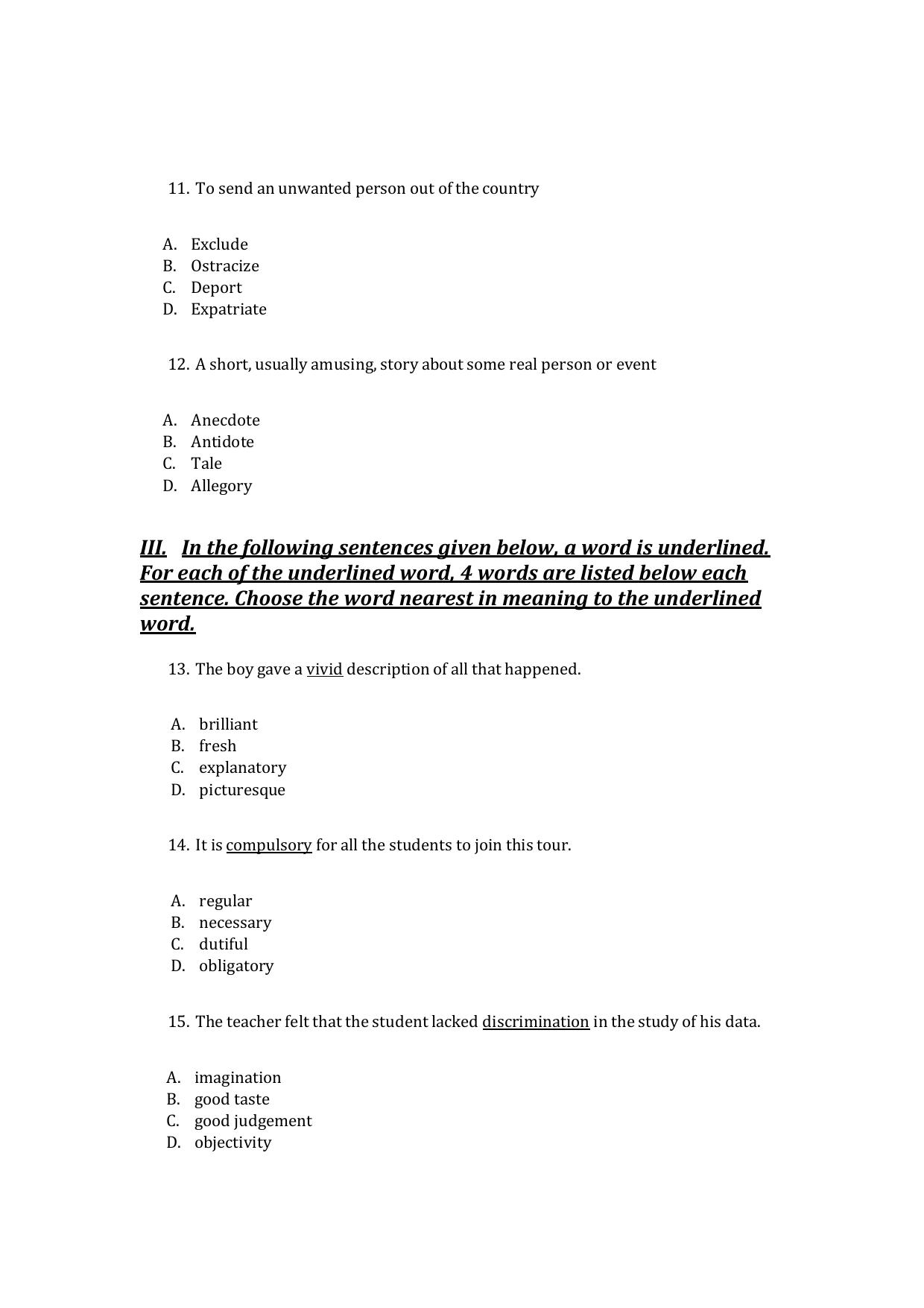 UG - English - IMU CET Model Question Papers - CET (Set-II) - Page 3