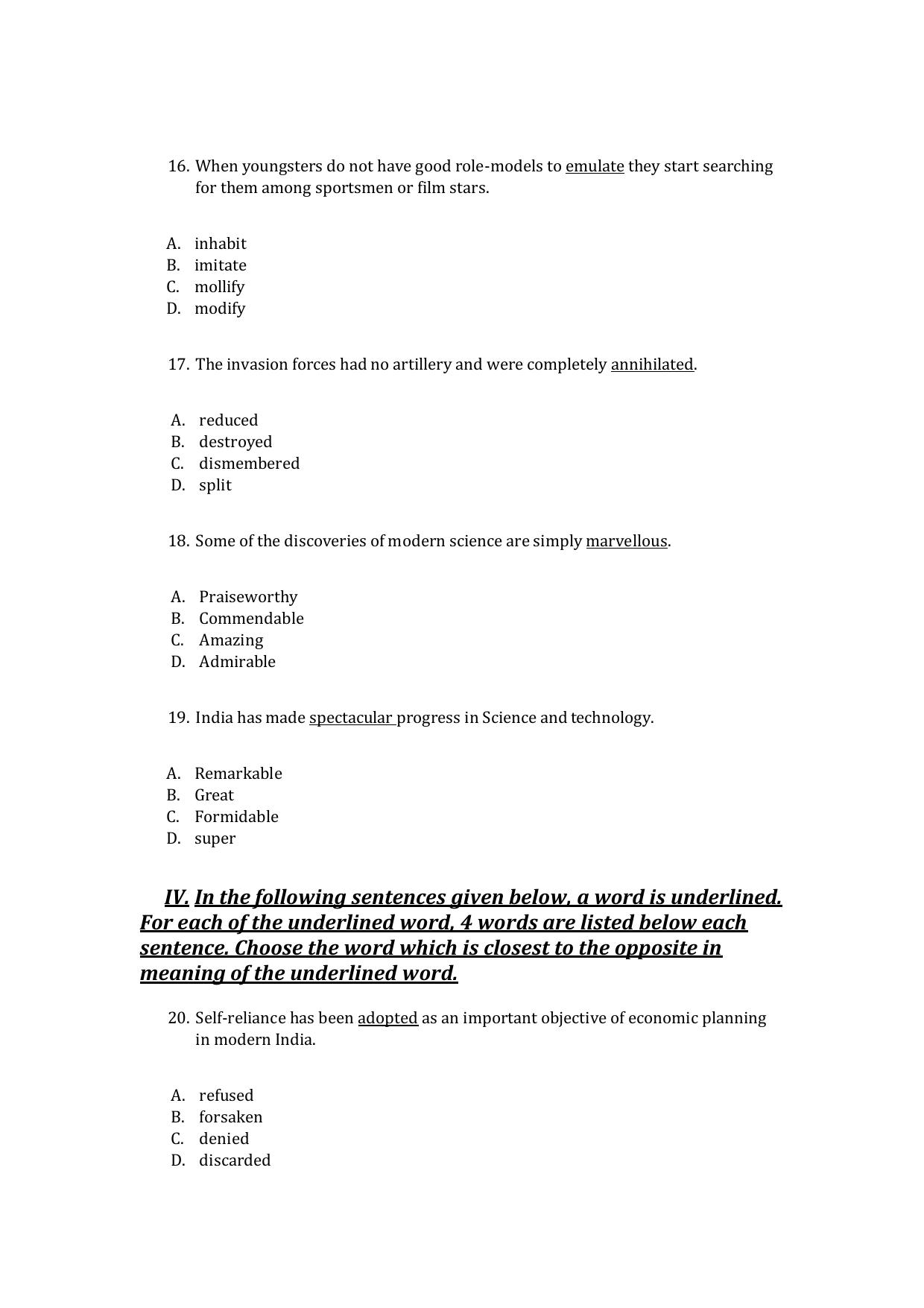 UG - English - IMU CET Model Question Papers - CET (Set-II) - Page 4