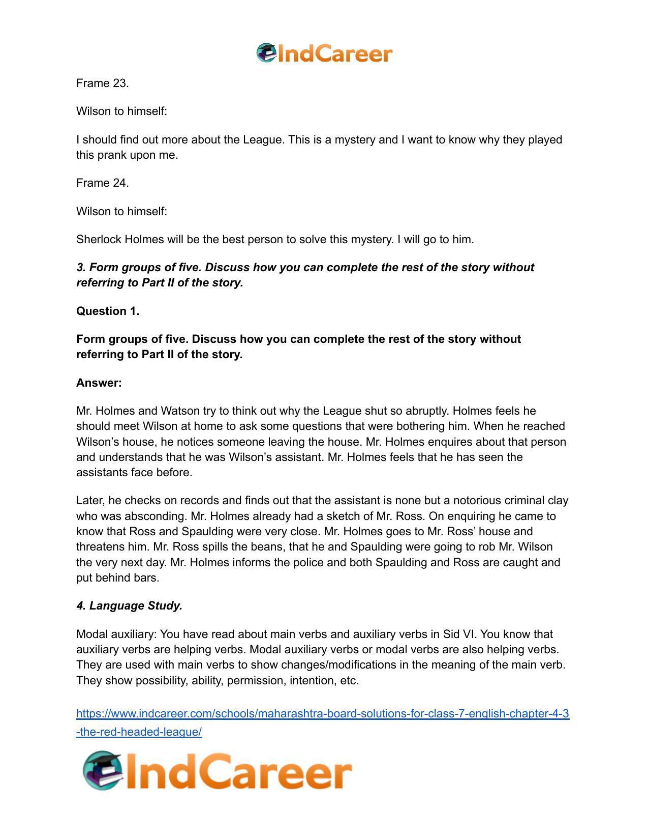 Maharashtra Board Solutions for Class 7- English: Chapter 4.3- The Red-Headed League - Page 7