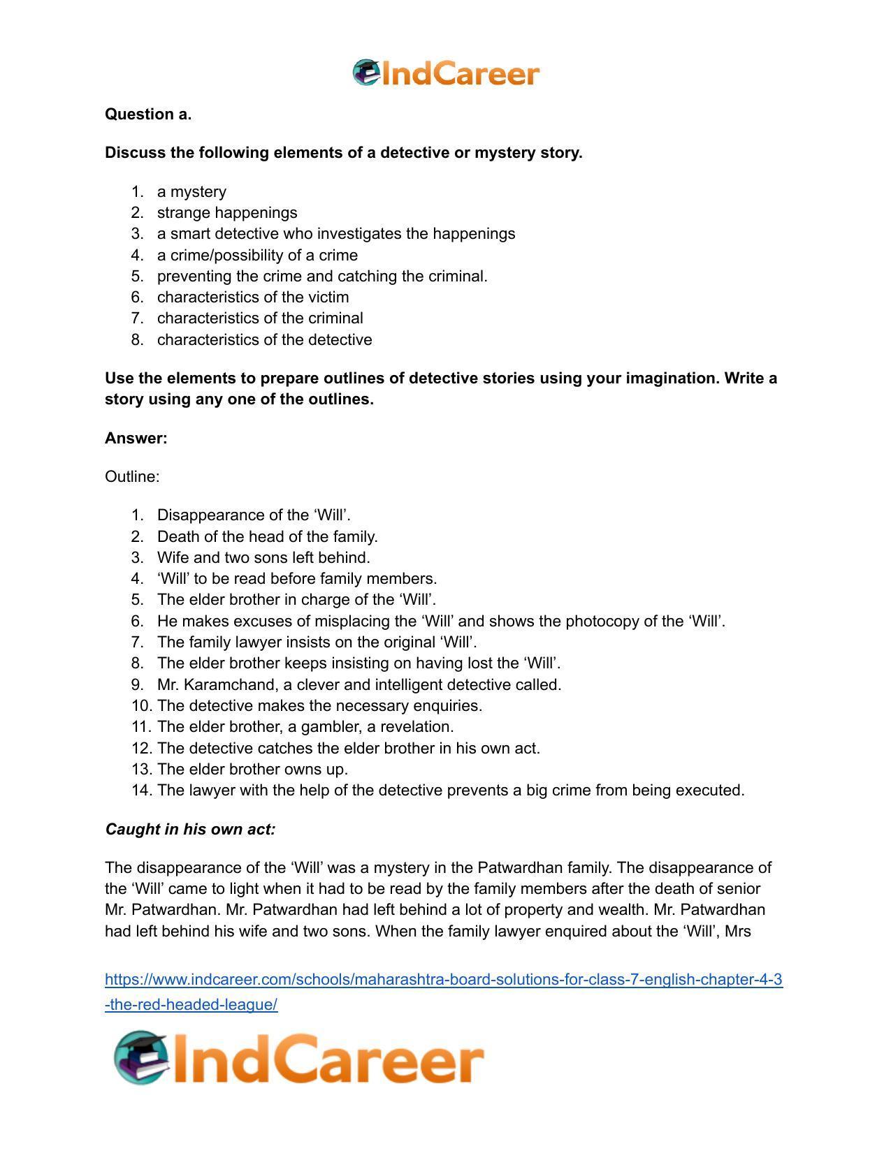 Maharashtra Board Solutions for Class 7- English: Chapter 4.3- The Red-Headed League - Page 11