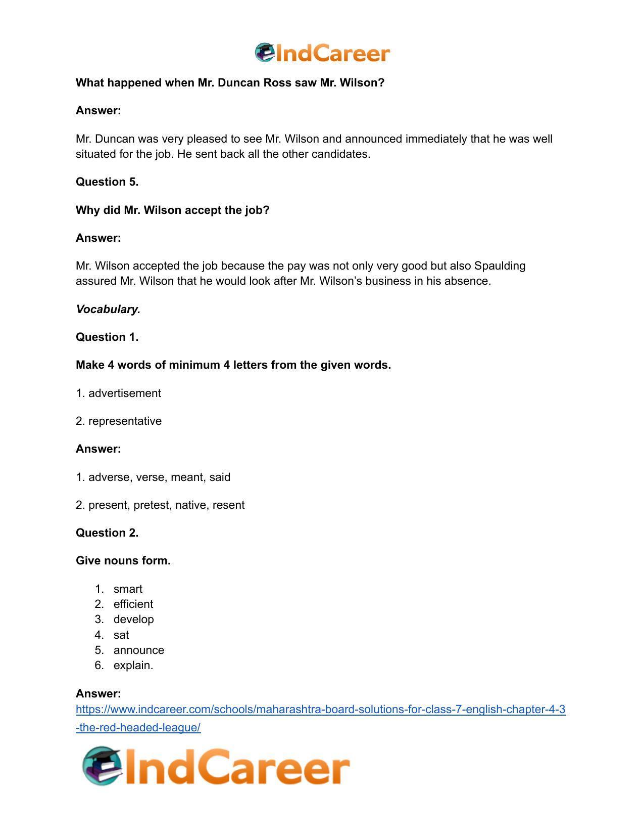 Maharashtra Board Solutions for Class 7- English: Chapter 4.3- The Red-Headed League - Page 19