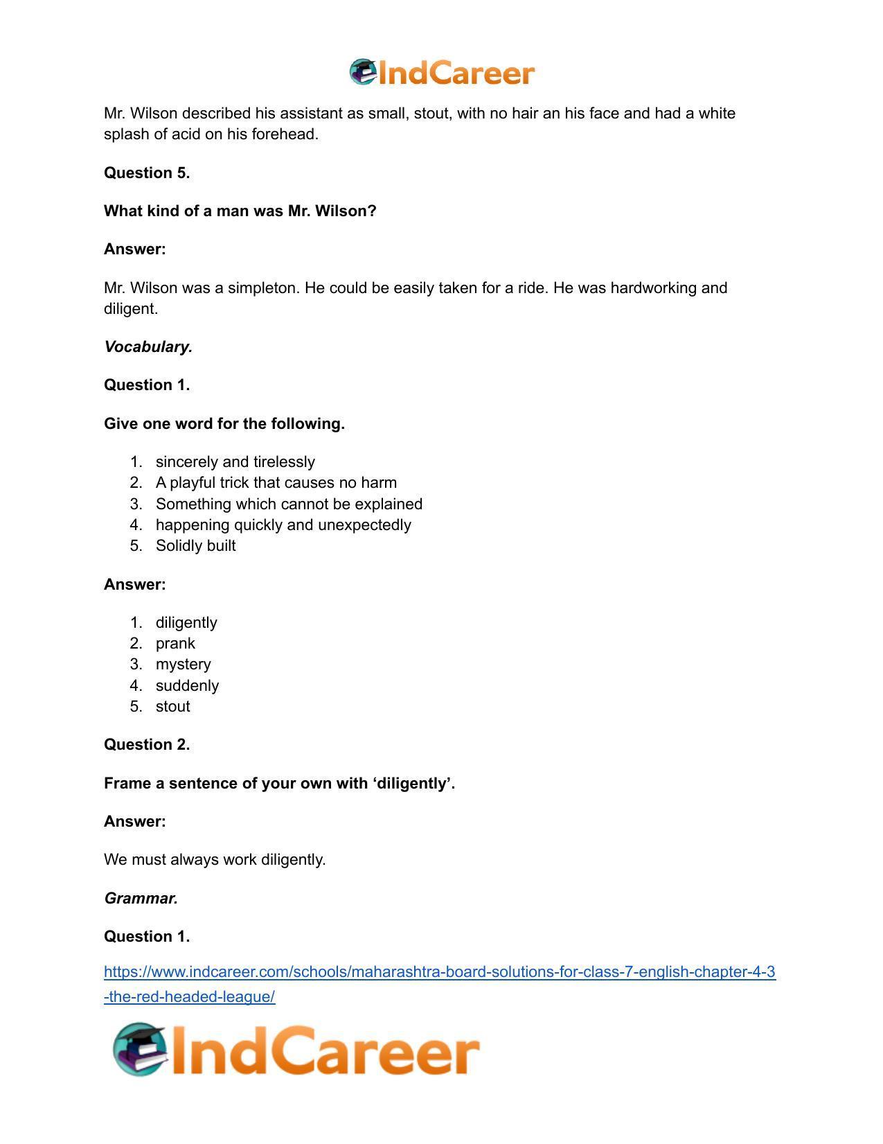 Maharashtra Board Solutions for Class 7- English: Chapter 4.3- The Red-Headed League - Page 23