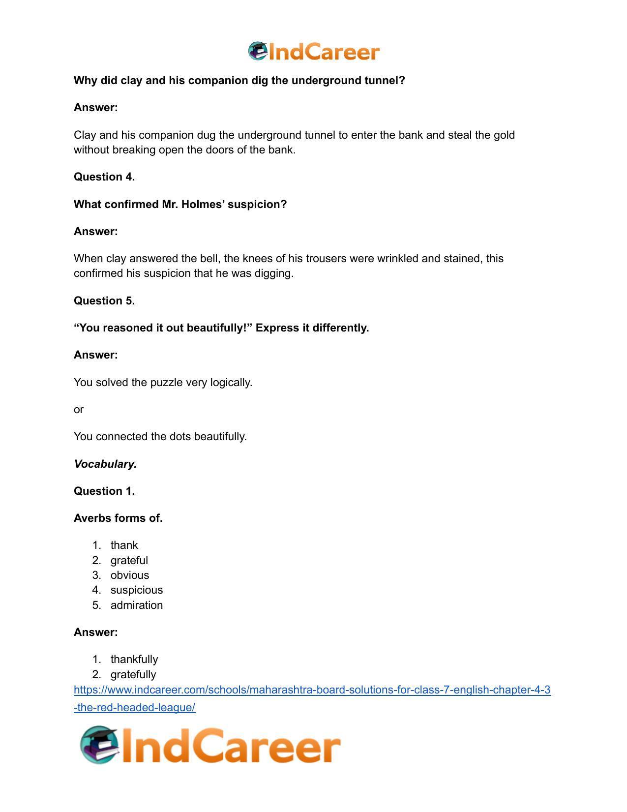 Maharashtra Board Solutions for Class 7- English: Chapter 4.3- The Red-Headed League - Page 29