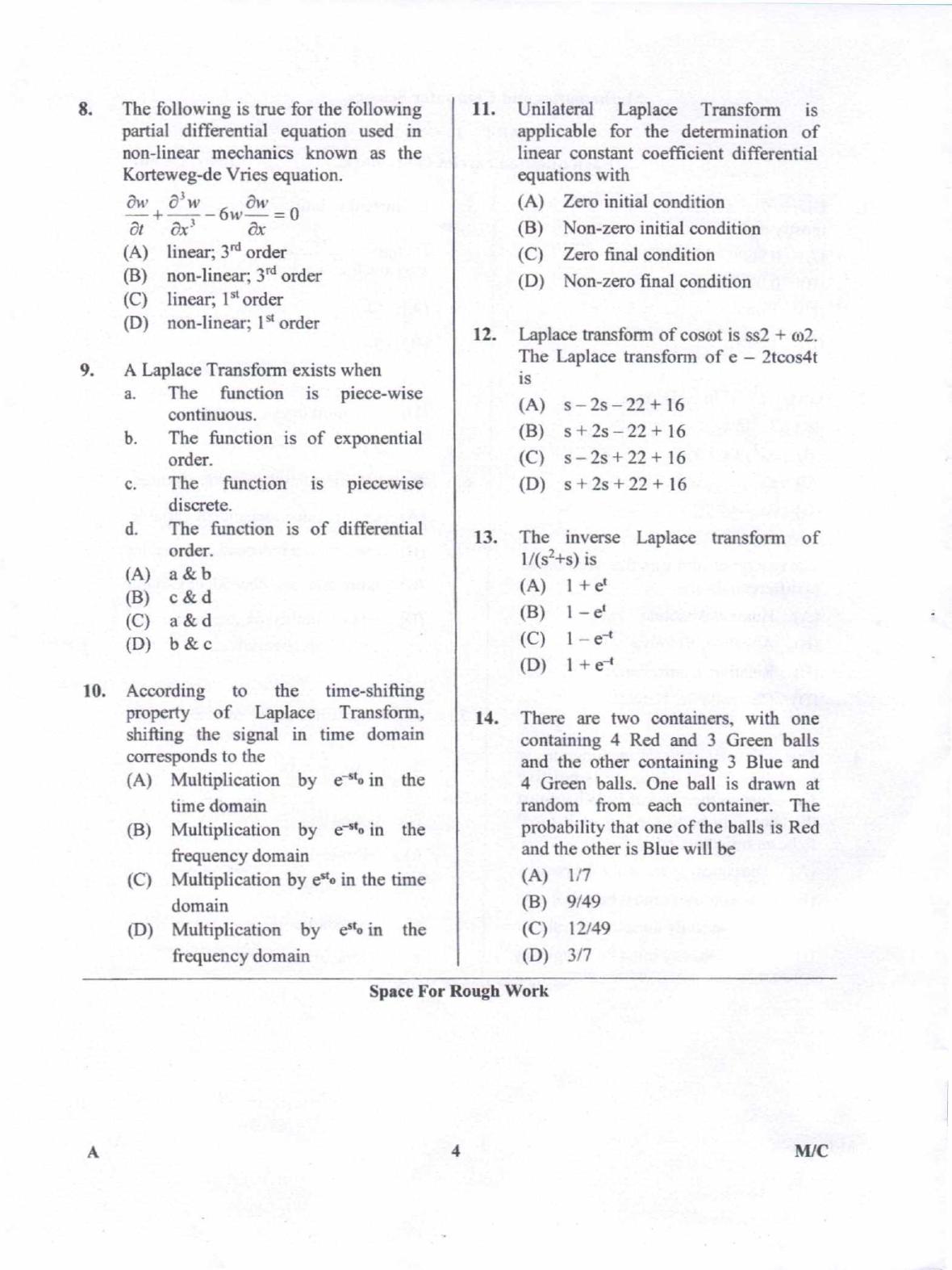 Karnataka PGCET 2018 Mathematics and Computer Science Question Paper - Page 4