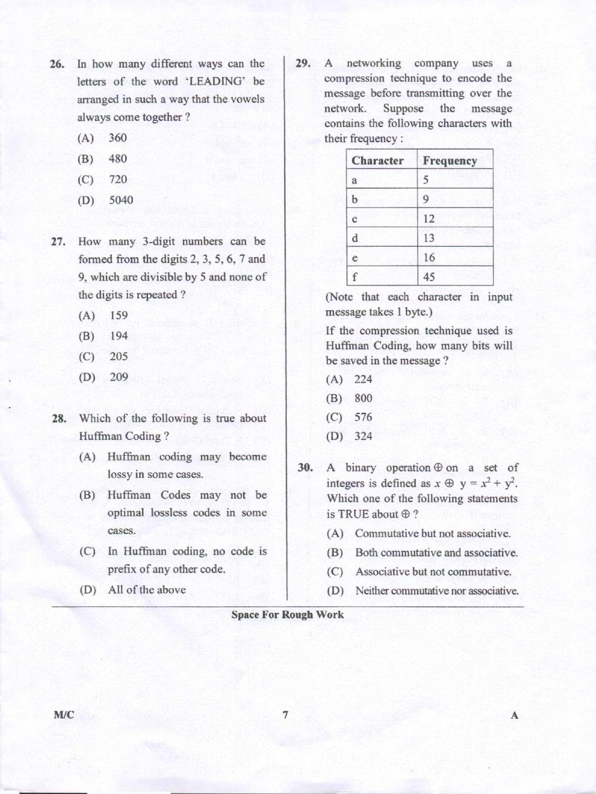 Karnataka PGCET 2018 Mathematics and Computer Science Question Paper - Page 7