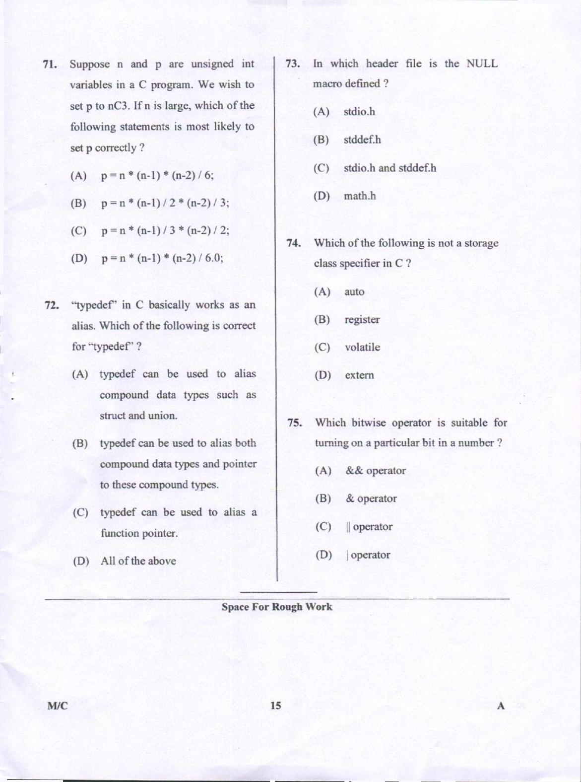 Karnataka PGCET 2018 Mathematics and Computer Science Question Paper - Page 15