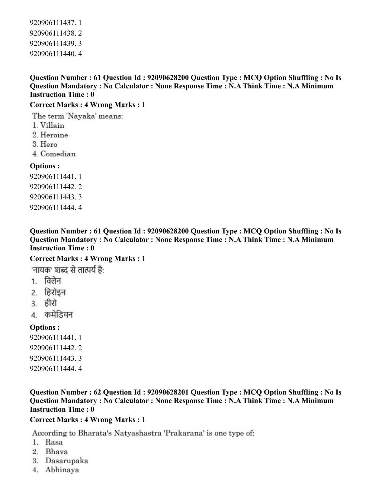 CUET PG 2023: HUQP24 – Theatre (Hin) - Shift 3 (26-06-2023) Question Paper - Page 56