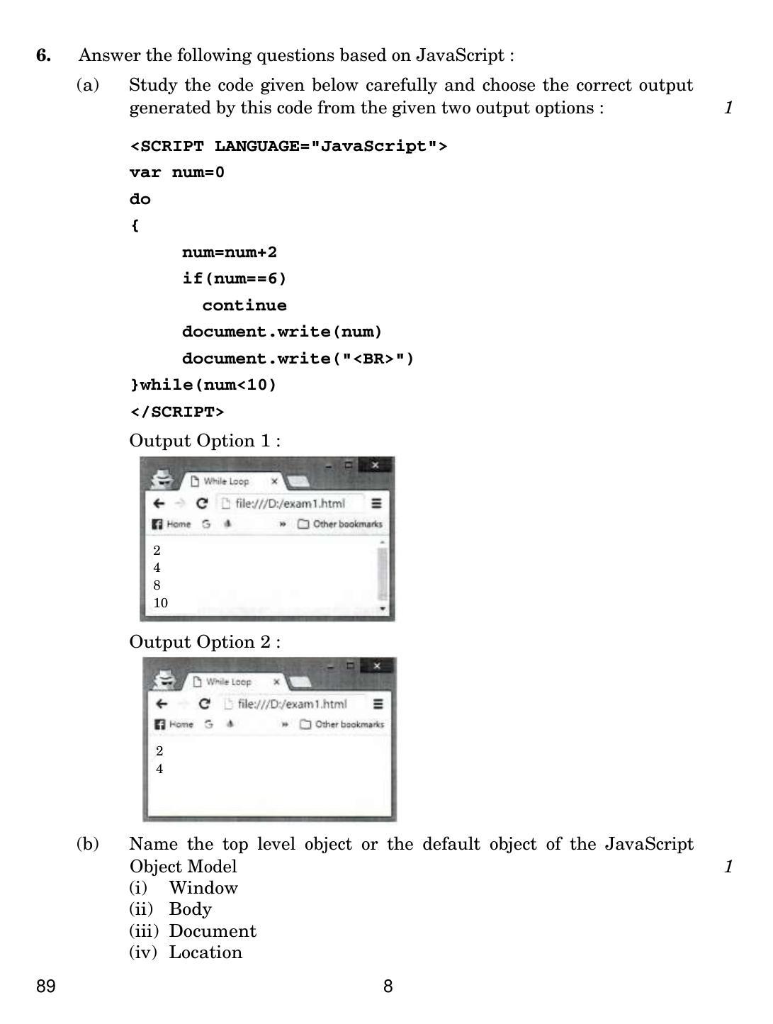 CBSE Class 12 89 MULTIMEDIA & WEB TECH. 2019 Compartment Question Paper - Page 8