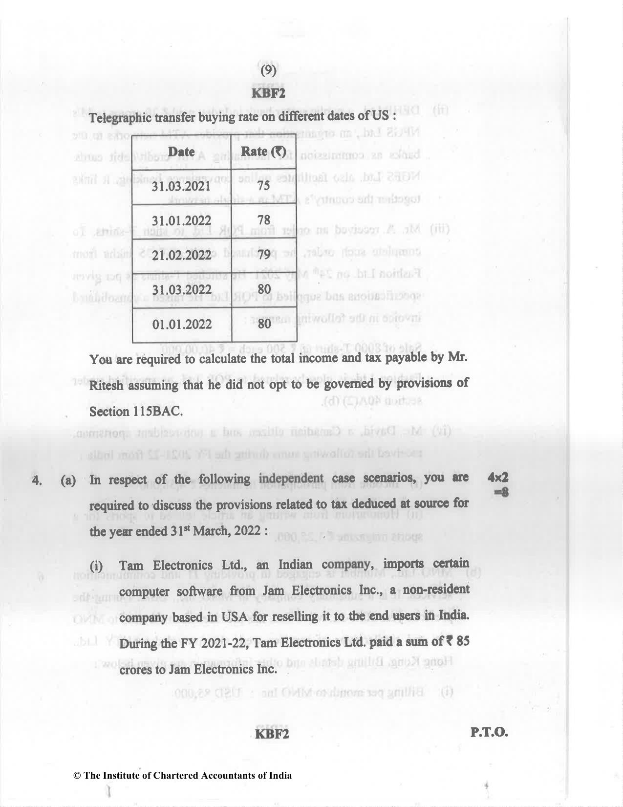CA Final Nov 2022 Question Paper - Paper 7 – Direct Tax Laws and International Taxation - Page 9