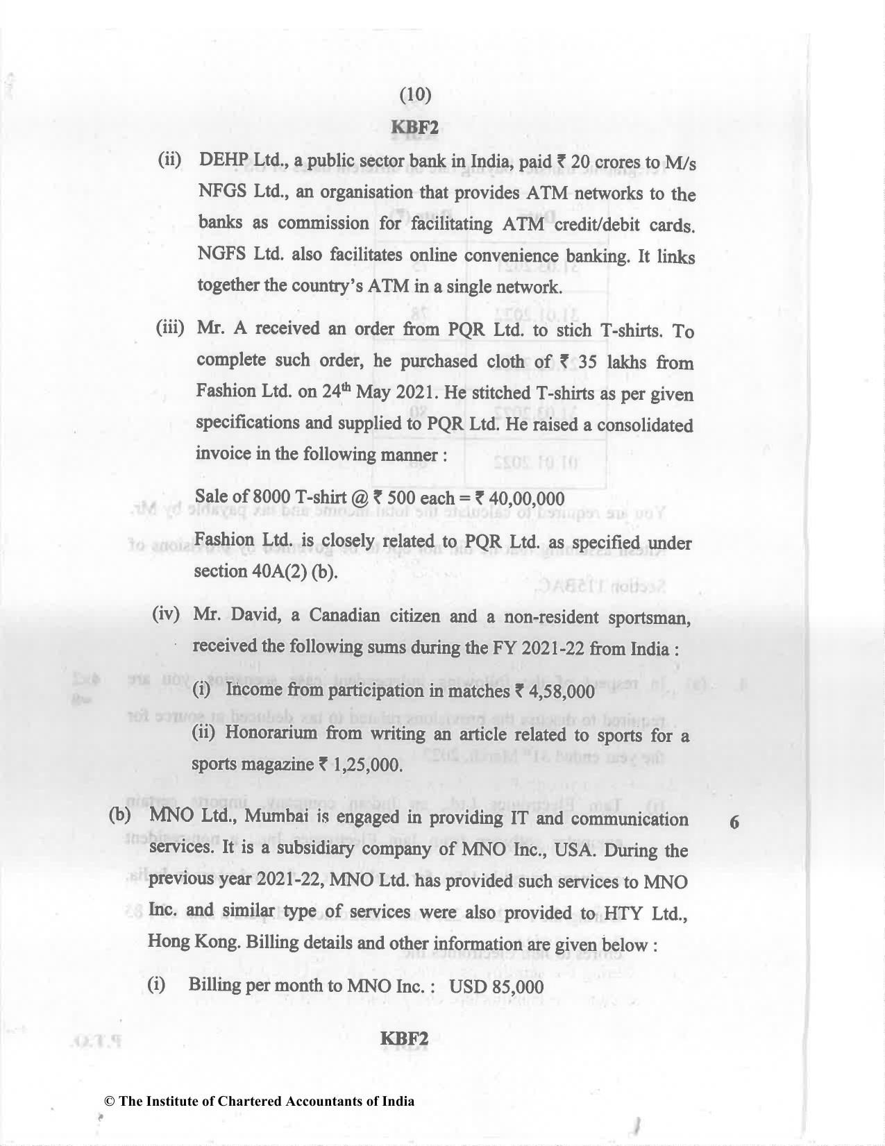 CA Final Nov 2022 Question Paper - Paper 7 – Direct Tax Laws and International Taxation - Page 10