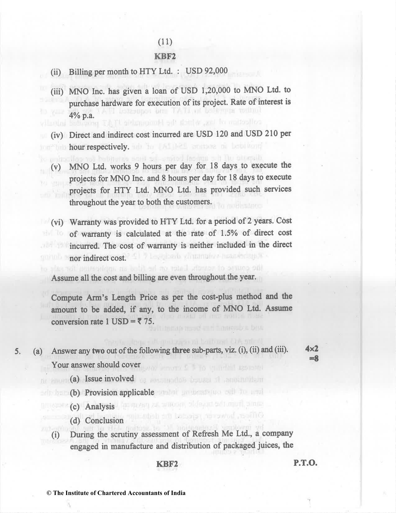CA Final Nov 2022 Question Paper - Paper 7 – Direct Tax Laws and International Taxation - Page 11