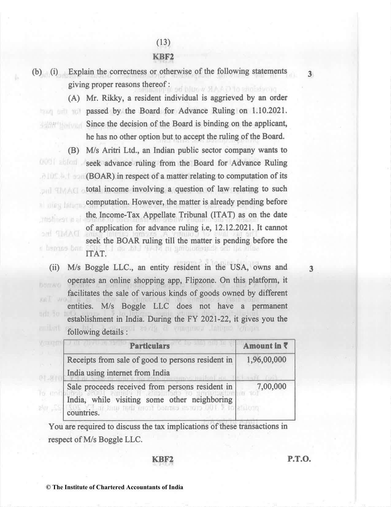 CA Final Nov 2022 Question Paper - Paper 7 – Direct Tax Laws and International Taxation - Page 13