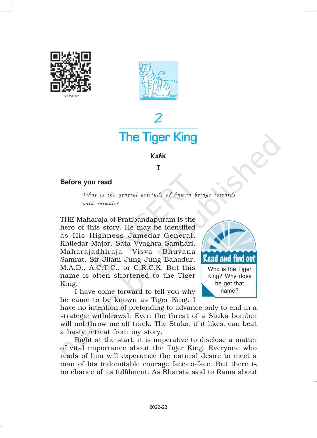 NCERT Book for Class 12 English Chapter 2 The Tiger King - Page 1