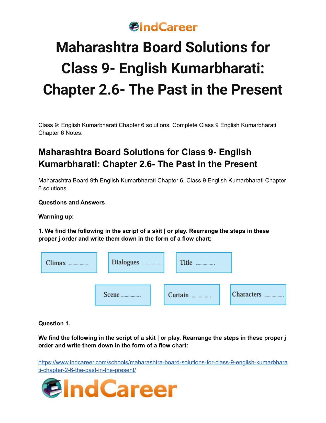 Maharashtra Board Solutions for Class 9- English Kumarbharati: Chapter 2.6- The Past in the Present - Page 2