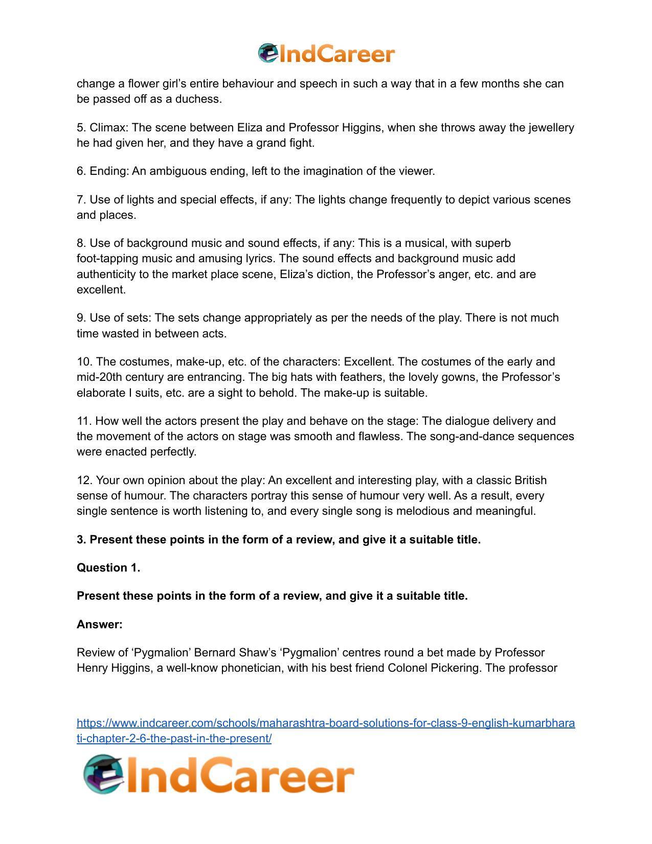 Maharashtra Board Solutions for Class 9- English Kumarbharati: Chapter 2.6- The Past in the Present - Page 4