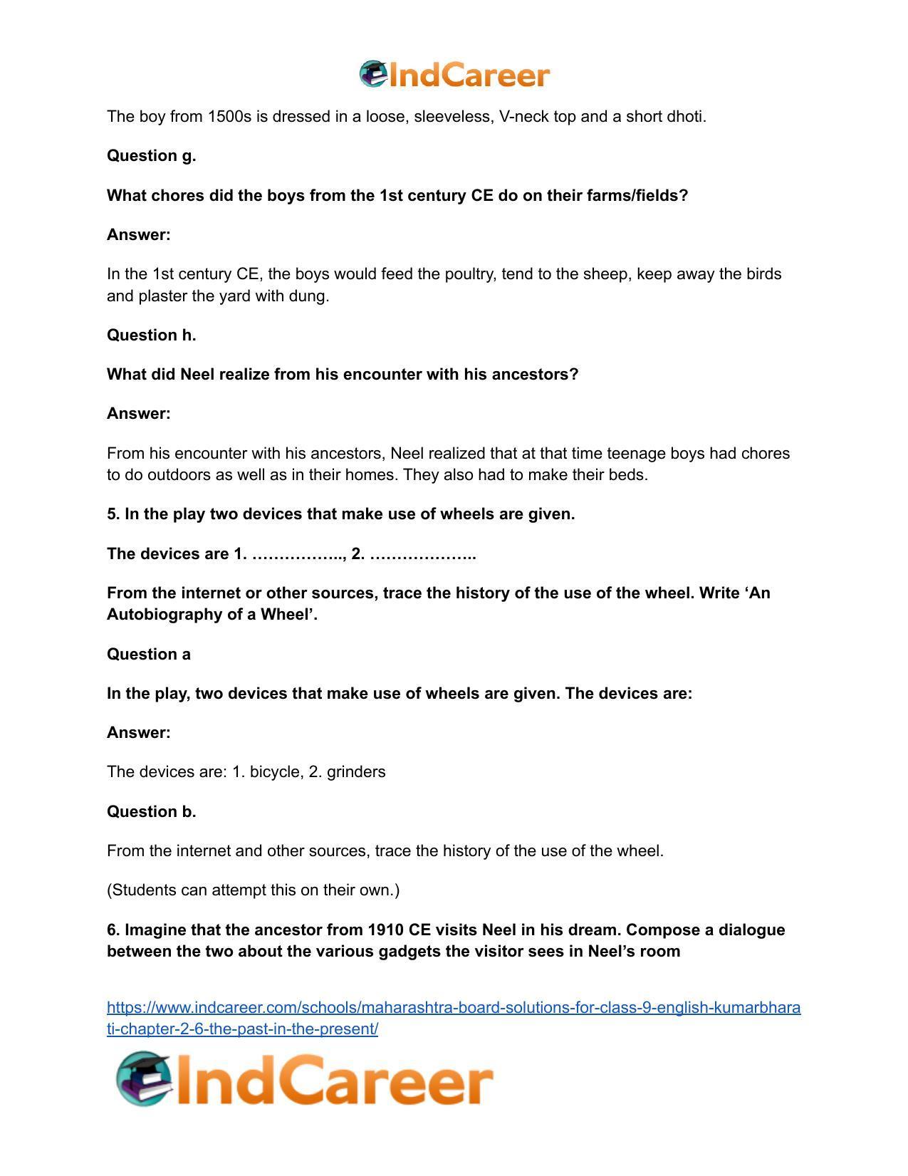 Maharashtra Board Solutions for Class 9- English Kumarbharati: Chapter 2.6- The Past in the Present - Page 11