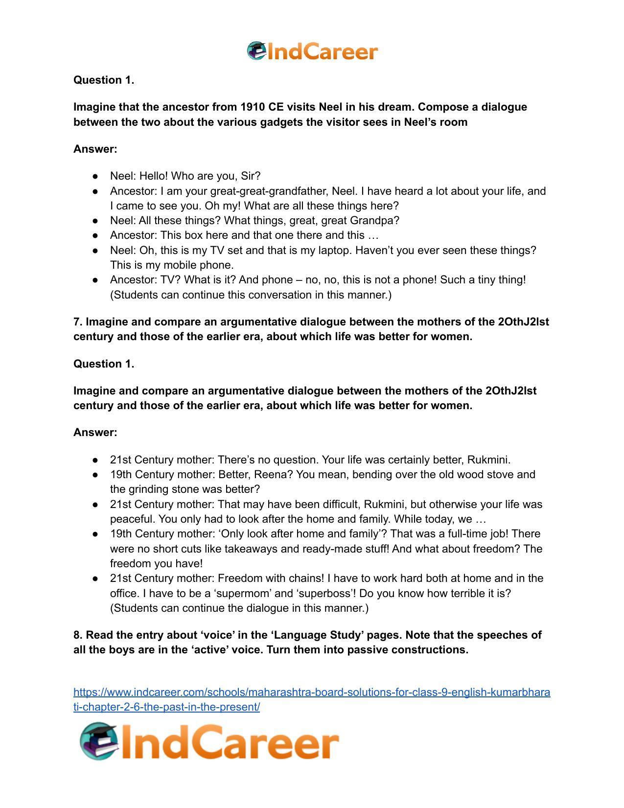 Maharashtra Board Solutions for Class 9- English Kumarbharati: Chapter 2.6- The Past in the Present - Page 12