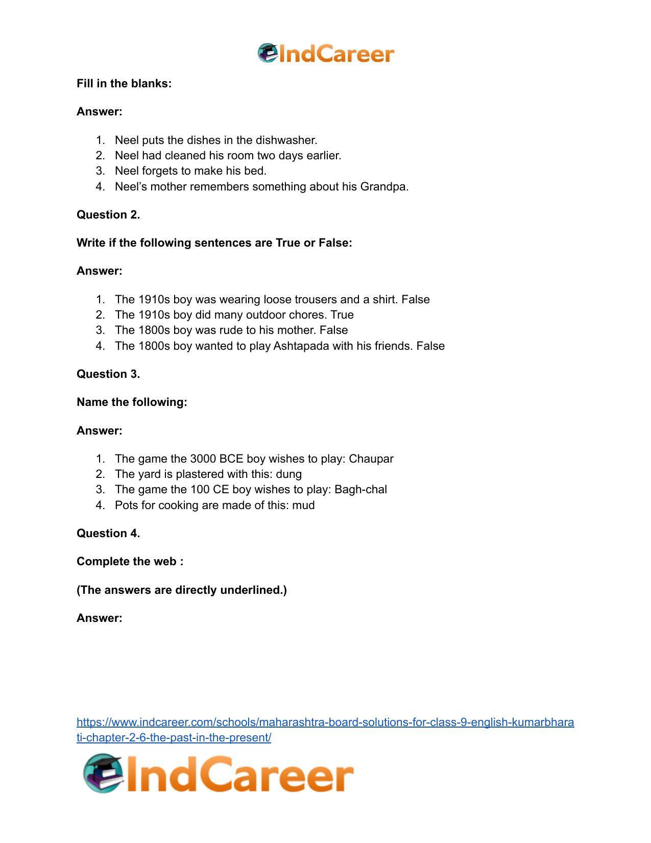 Maharashtra Board Solutions for Class 9- English Kumarbharati: Chapter 2.6- The Past in the Present - Page 14
