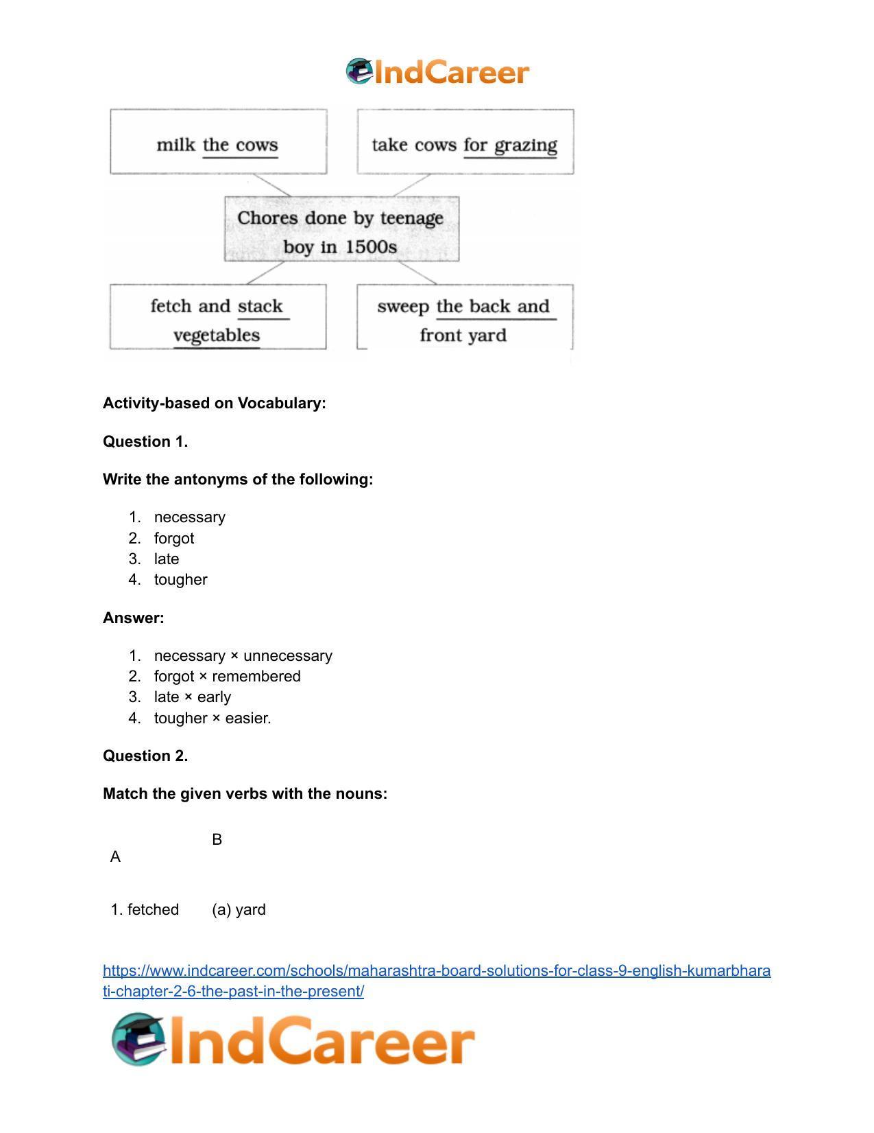 Maharashtra Board Solutions for Class 9- English Kumarbharati: Chapter 2.6- The Past in the Present - Page 15