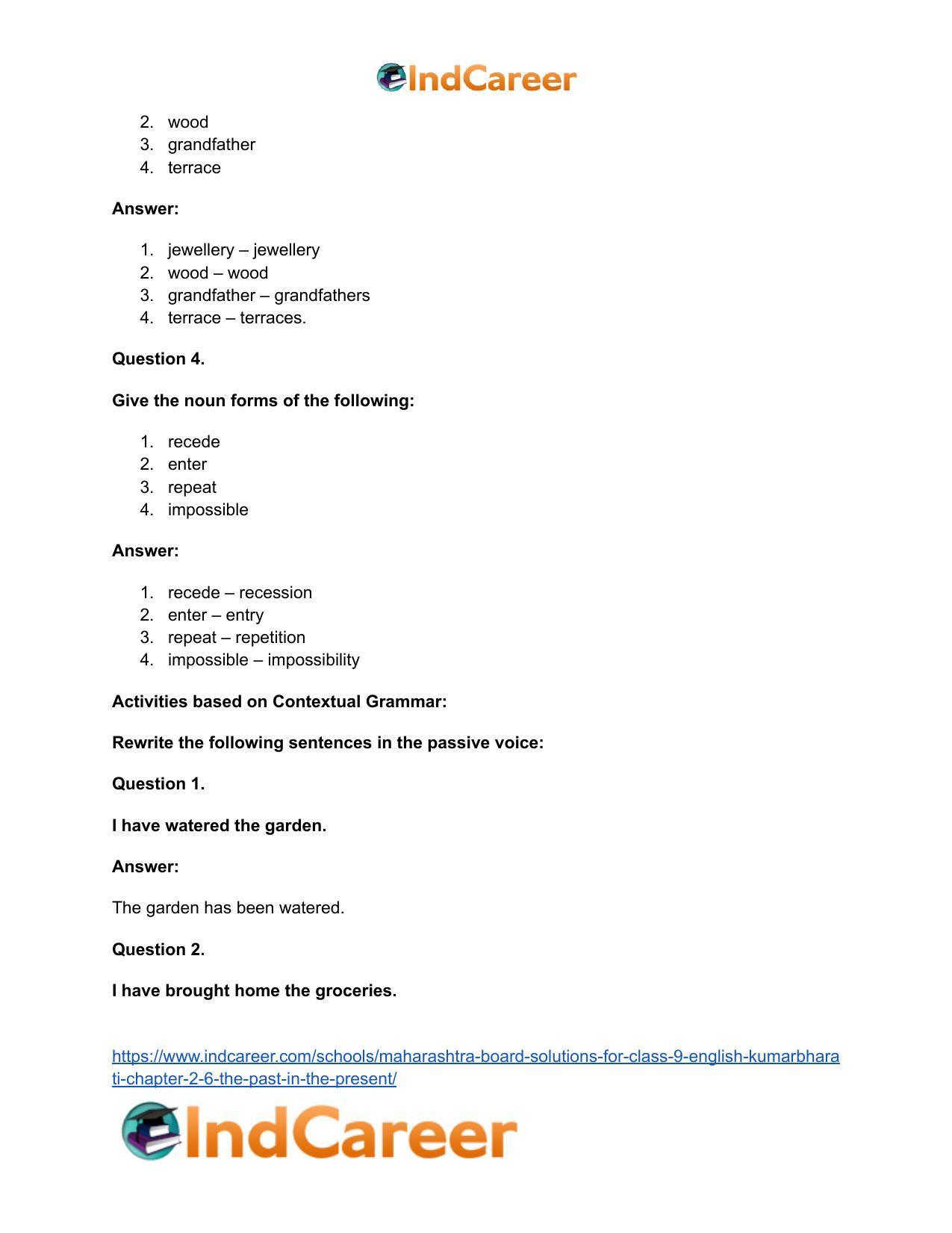 Maharashtra Board Solutions for Class 9- English Kumarbharati: Chapter 2.6- The Past in the Present - Page 17