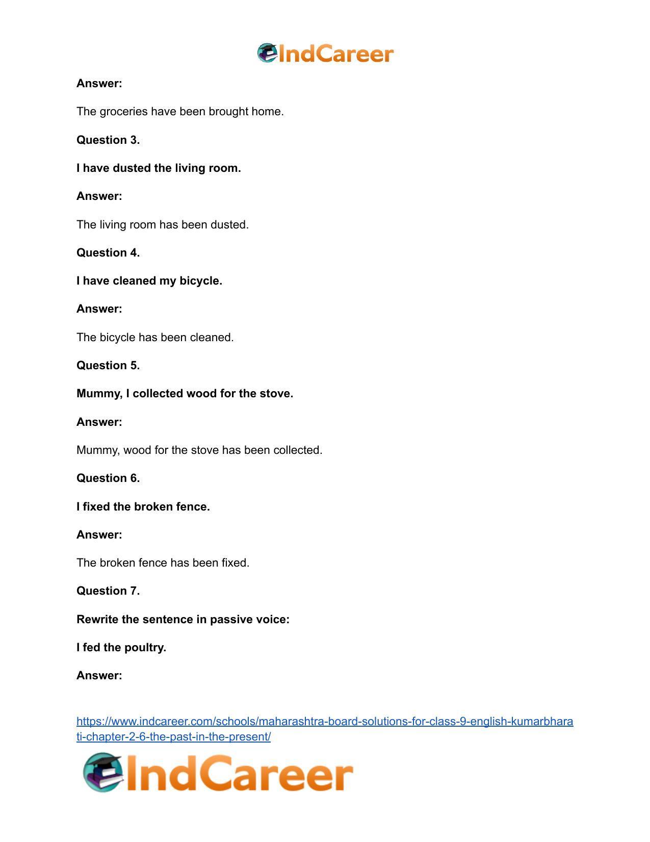 Maharashtra Board Solutions for Class 9- English Kumarbharati: Chapter 2.6- The Past in the Present - Page 18