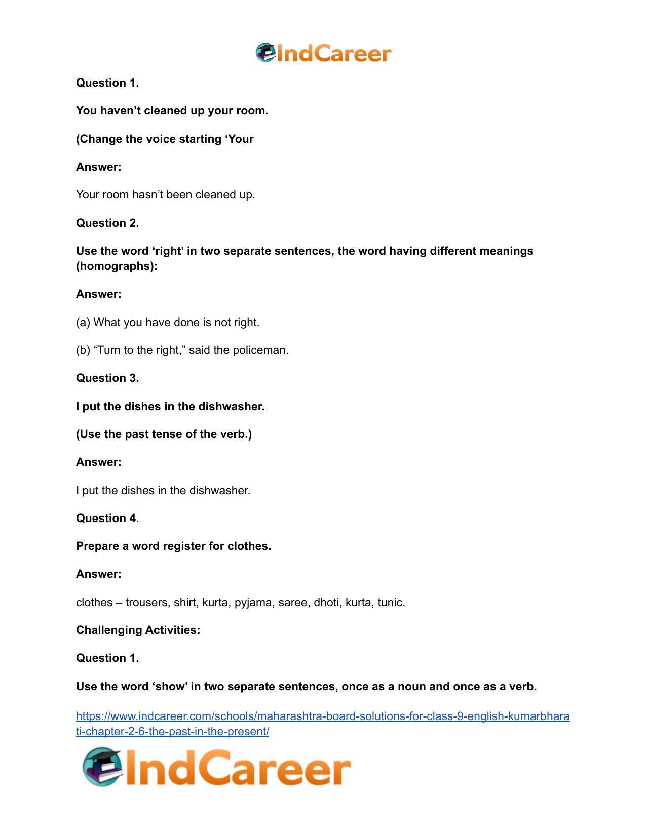 Maharashtra Board Solutions for Class 9- English Kumarbharati: Chapter 2.6- The Past in the Present - Page 24