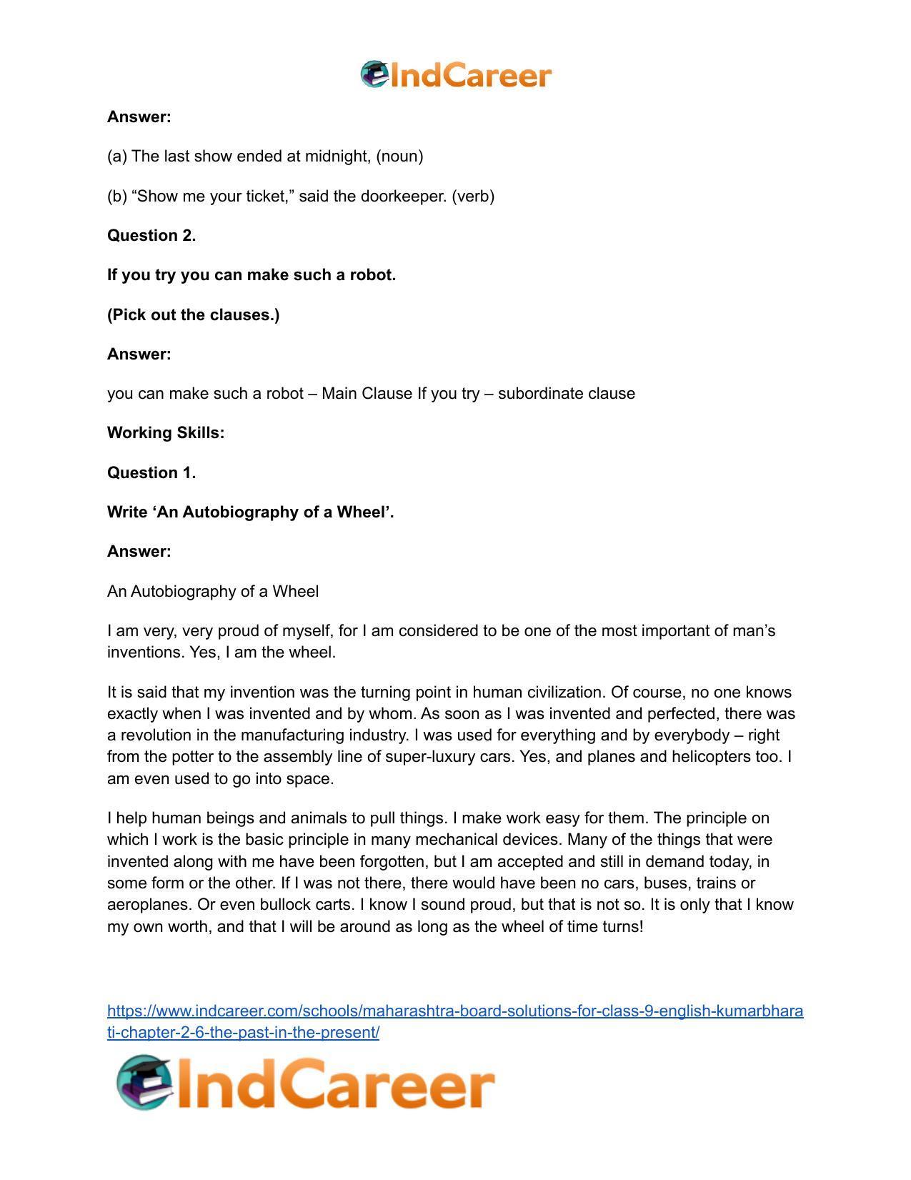 Maharashtra Board Solutions for Class 9- English Kumarbharati: Chapter 2.6- The Past in the Present - Page 25