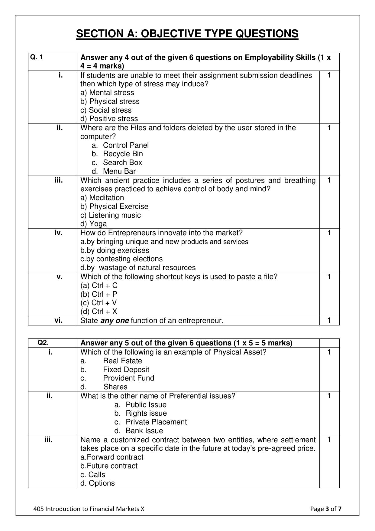 CBSE Class 10 Introduction To Financial Markets Sample Paper 2025 - Page 3