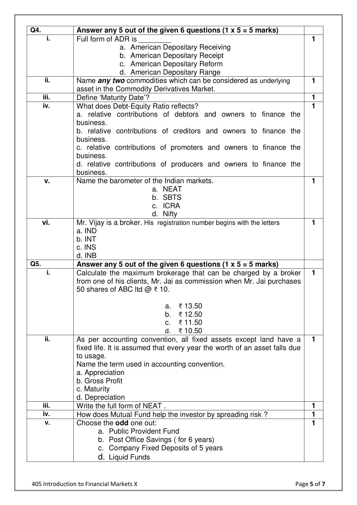 CBSE Class 10 Introduction To Financial Markets Sample Paper 2025 - Page 5
