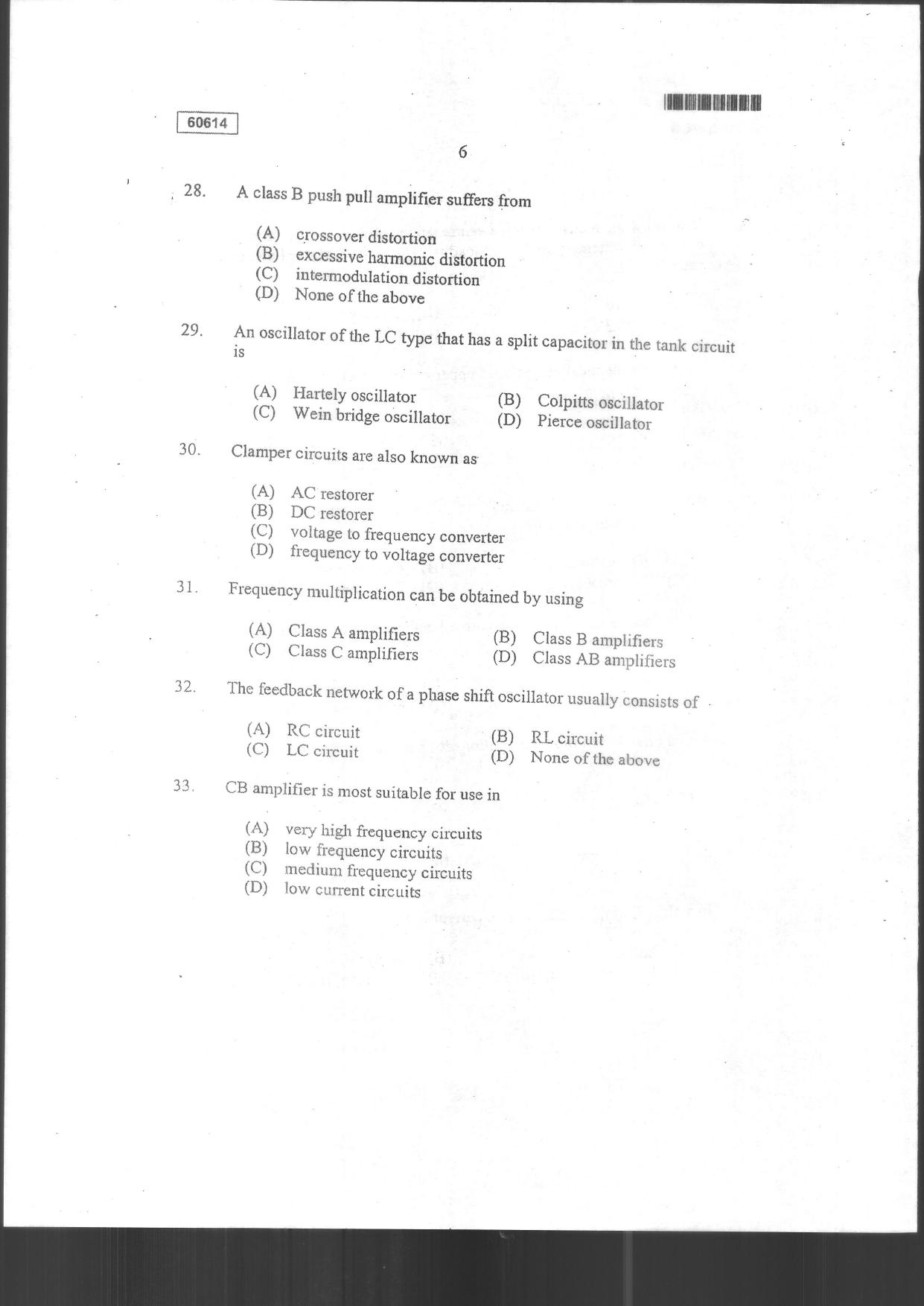 CUSAT CAT 2014 Electronic Science Question Paper - Page 8