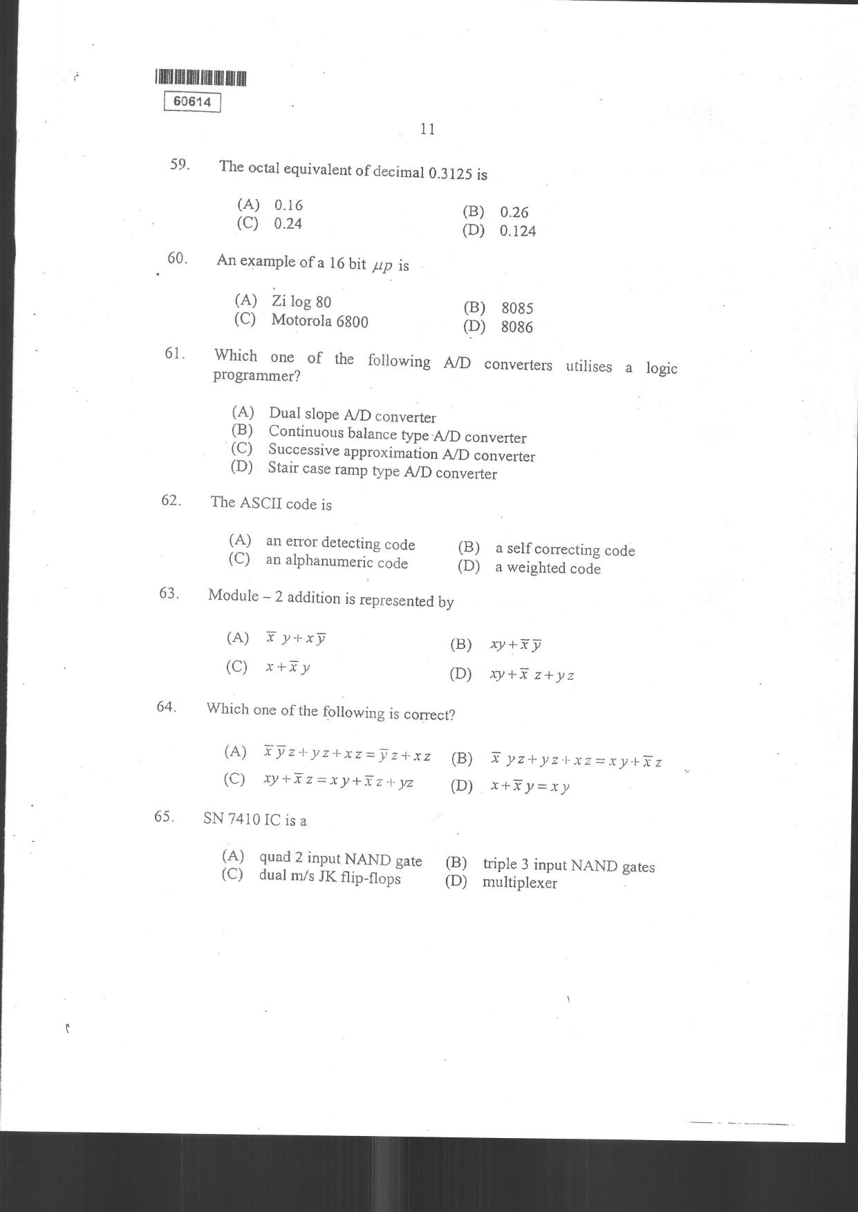 CUSAT CAT 2014 Electronic Science Question Paper - Page 13