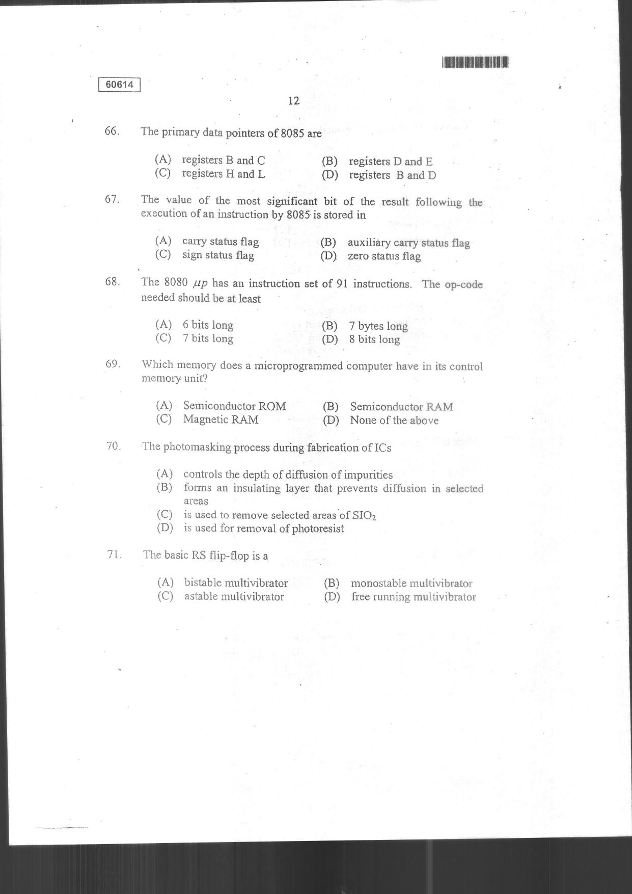 CUSAT CAT 2014 Electronic Science Question Paper - Page 14