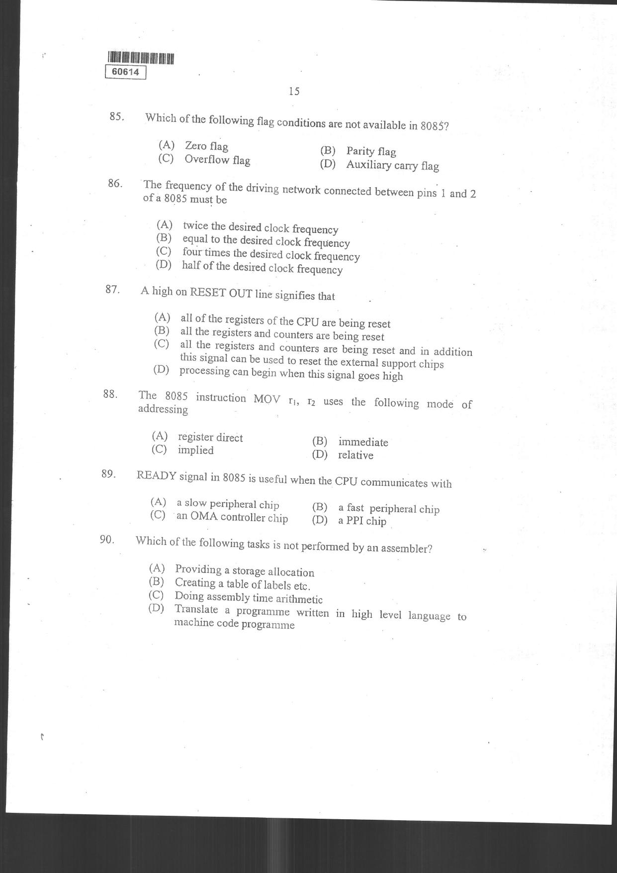 CUSAT CAT 2014 Electronic Science Question Paper - Page 17