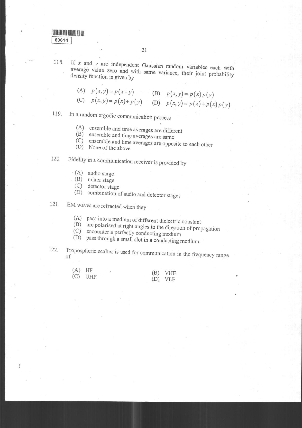 CUSAT CAT 2014 Electronic Science Question Paper - Page 23