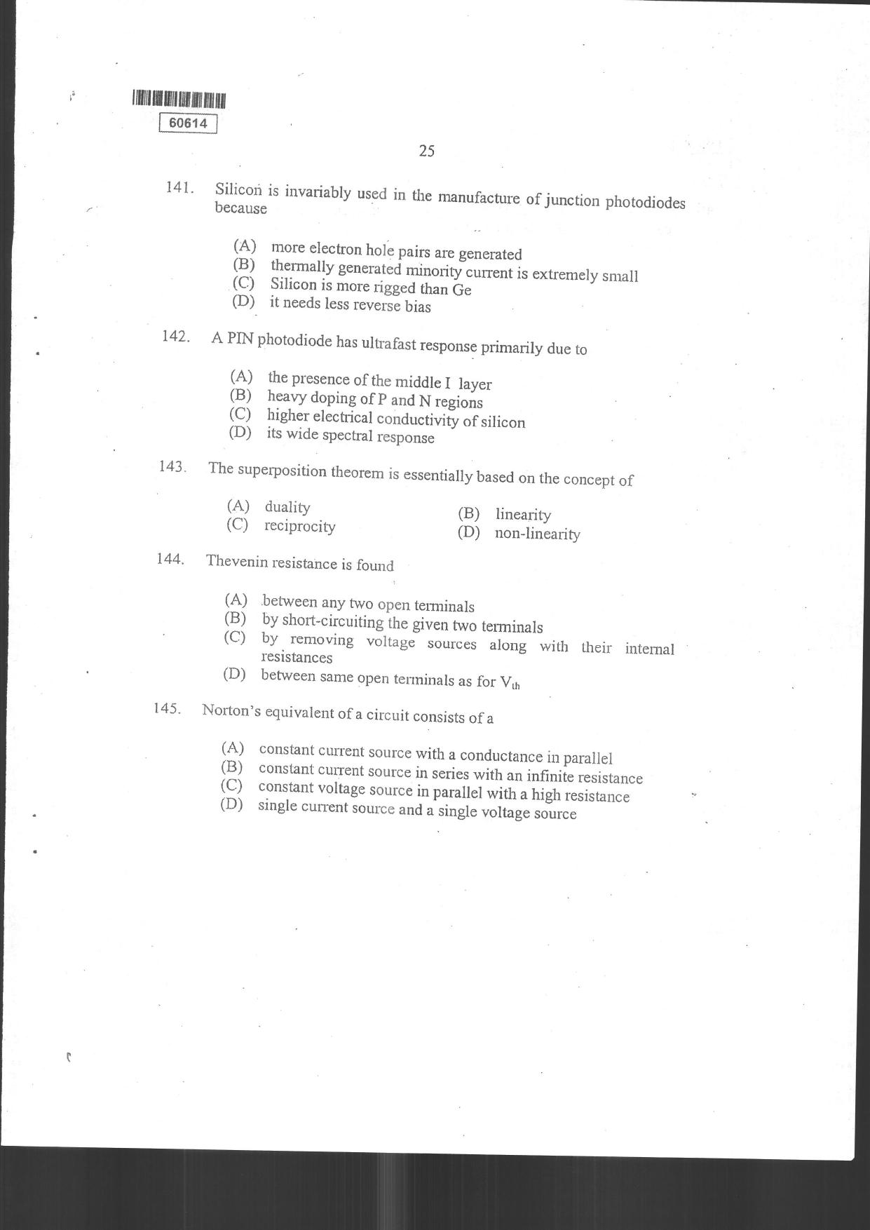 CUSAT CAT 2014 Electronic Science Question Paper - Page 27