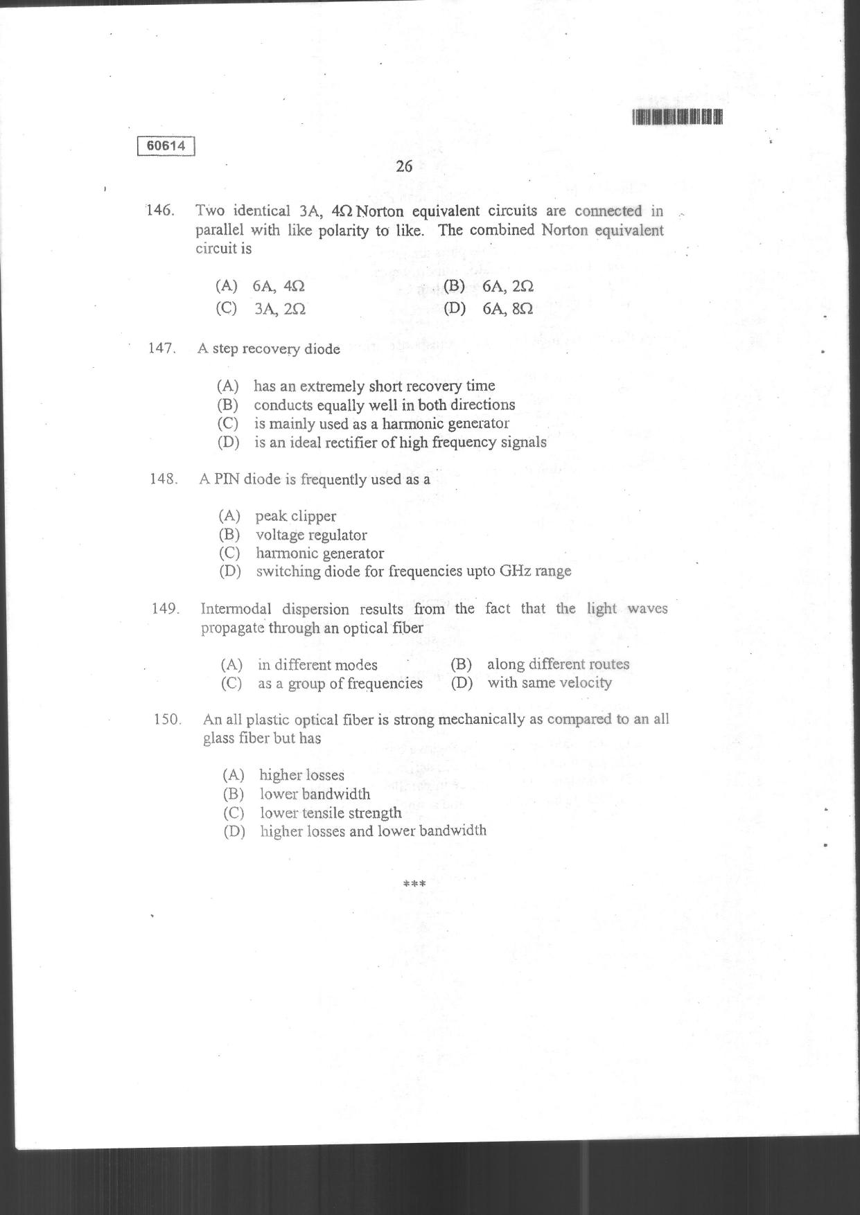 CUSAT CAT 2014 Electronic Science Question Paper - Page 28