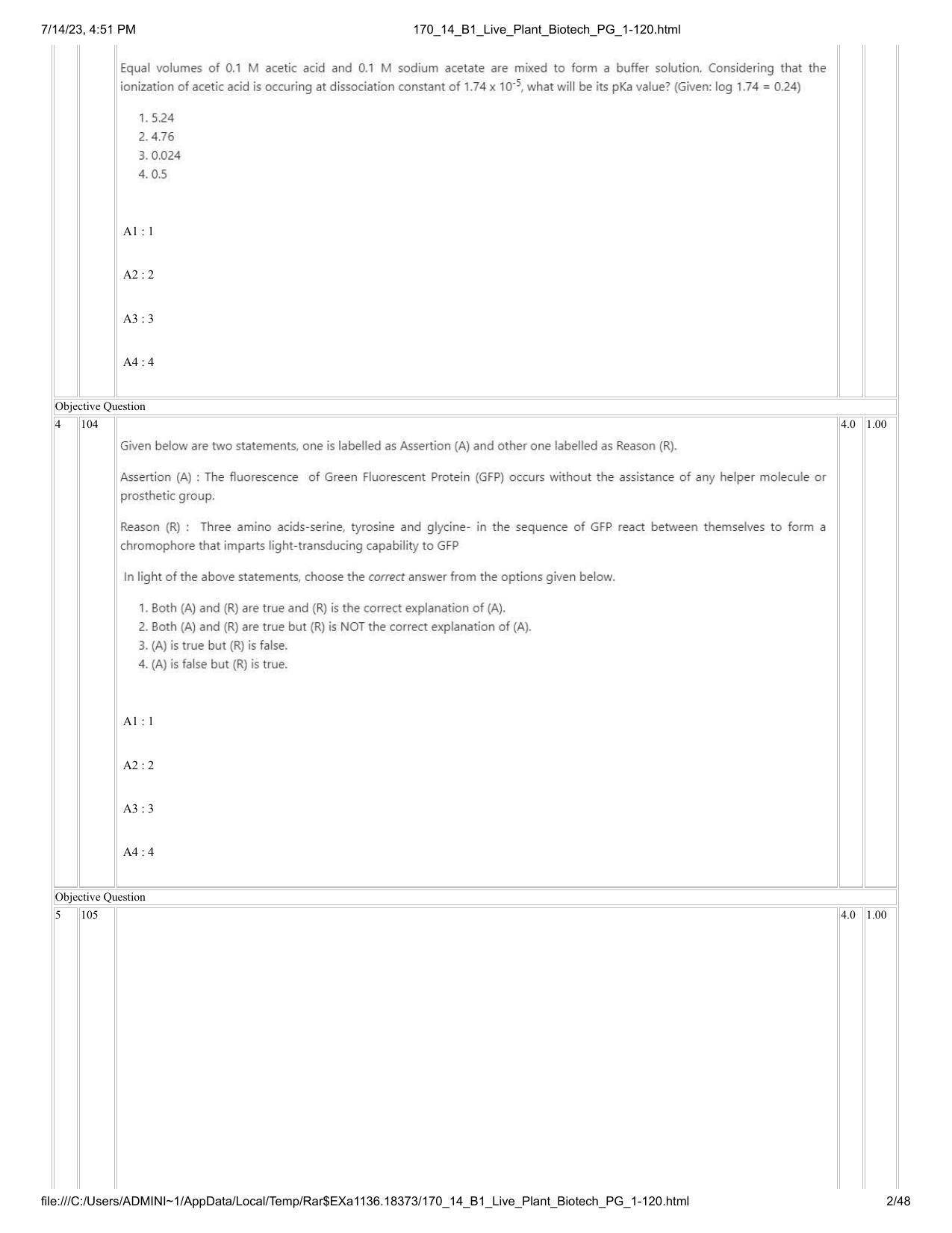 ICAR AIEEA PG 2023 PLANT BIOTECHNOLOGY Question Paper- 14 July 2023 - Page 2